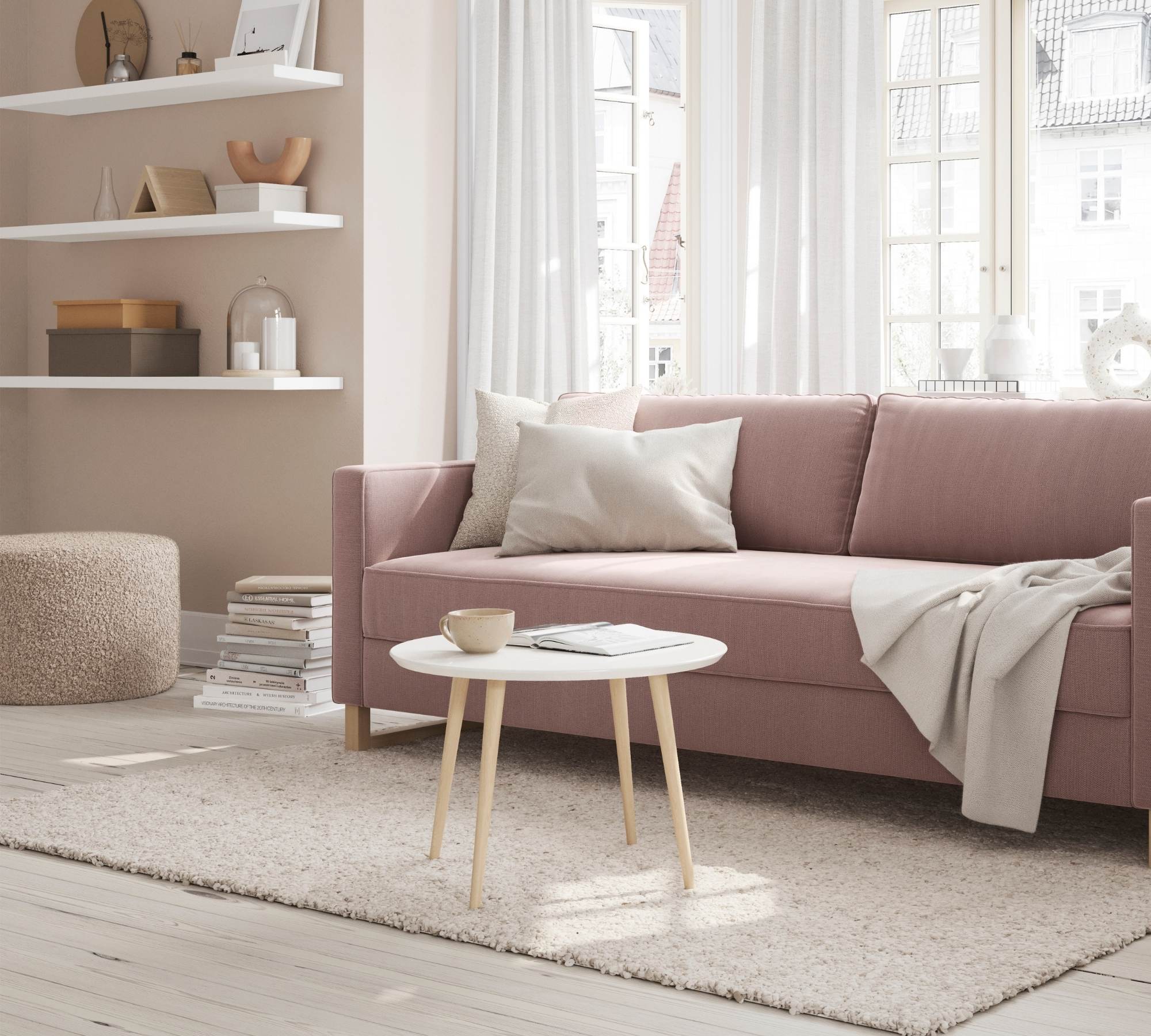 Hubert Couchtisch Weiß Oak Ø 90cm