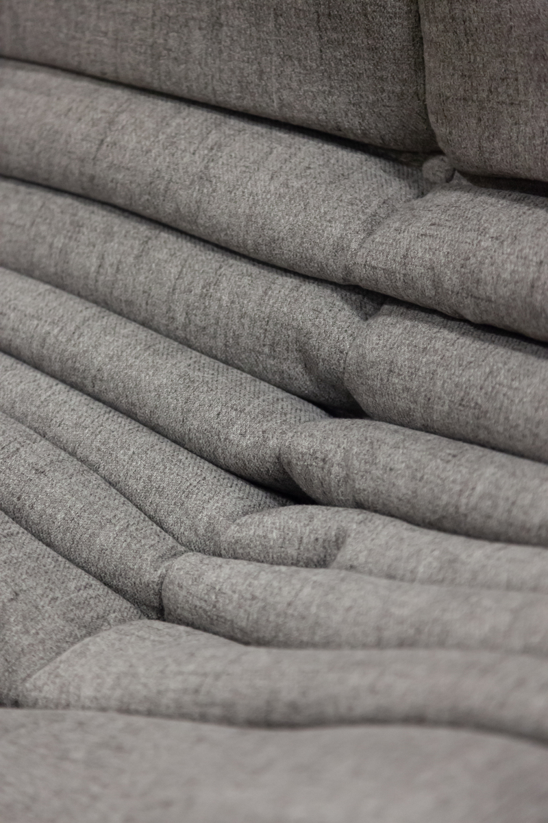 Togo Poltrona e Pouf Set Tessuto Grigio Caldo