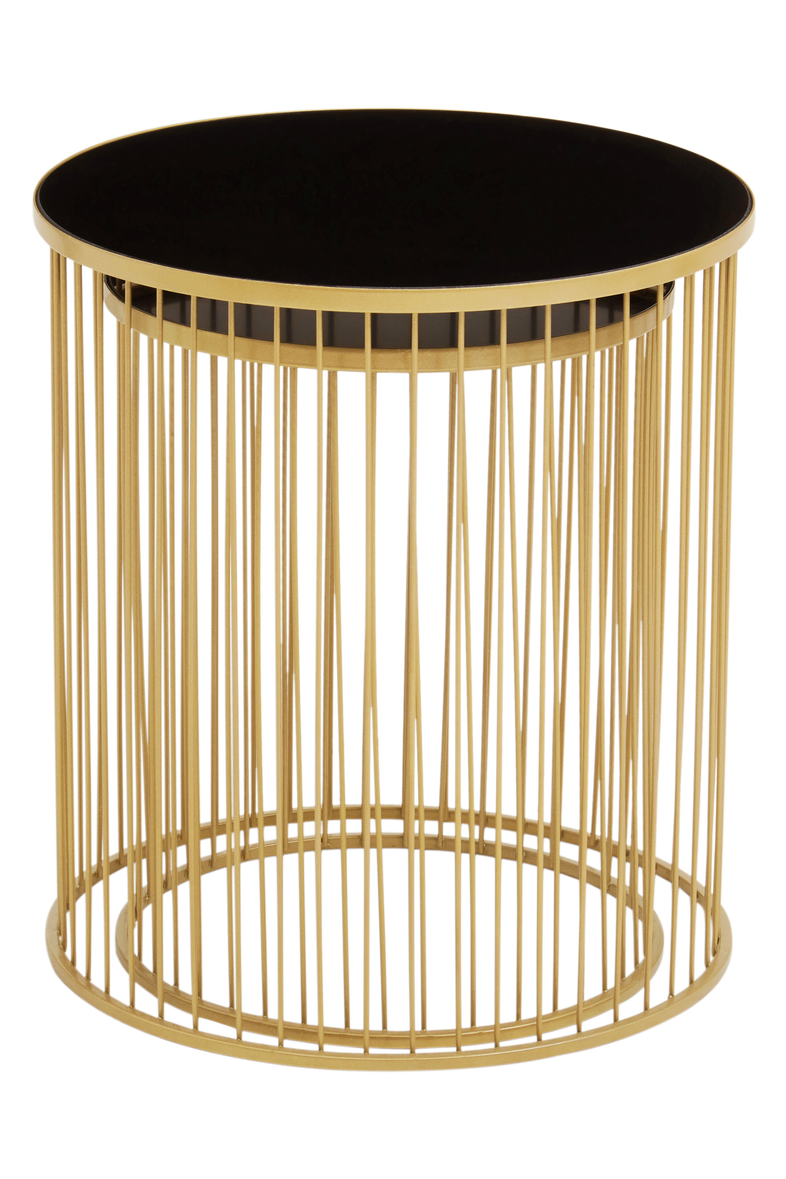 2x Avento Set aus zwei schwarz-goldenen Beistelltischen
