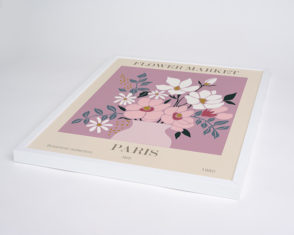 Flower Market Paris Kunstdruck mit Rahmen Mehrfarbig