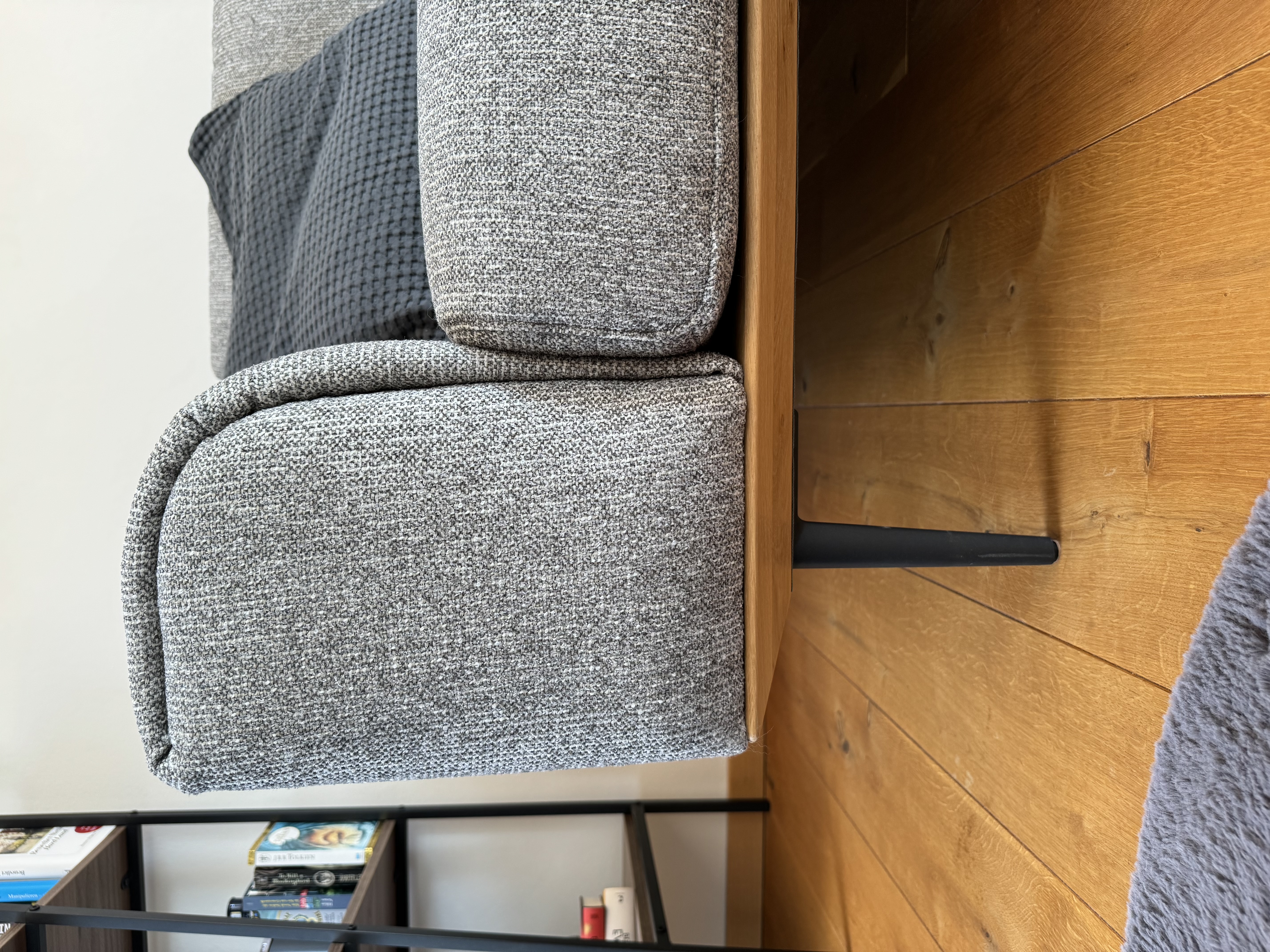 Sofa Récamiere Rechts Textil Holz Grau