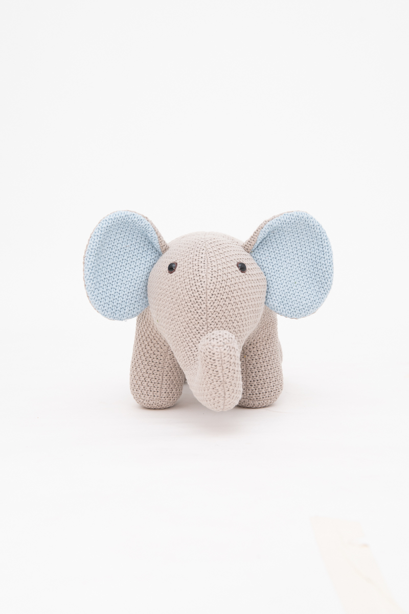 Elephant stuffed animal cotton gray pink