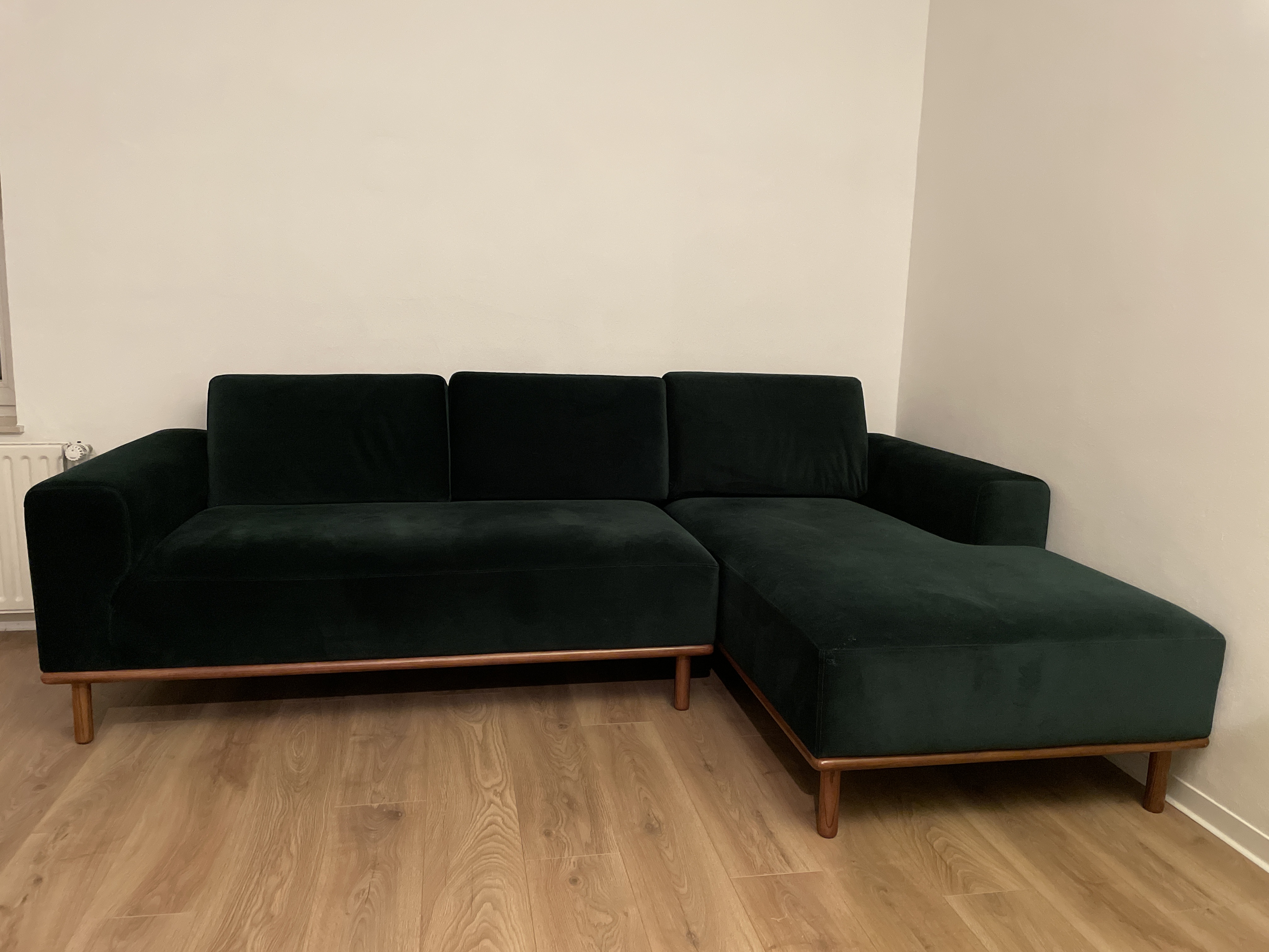 Sofa 3-Sitzer Récamiere Rechts Samt Grün