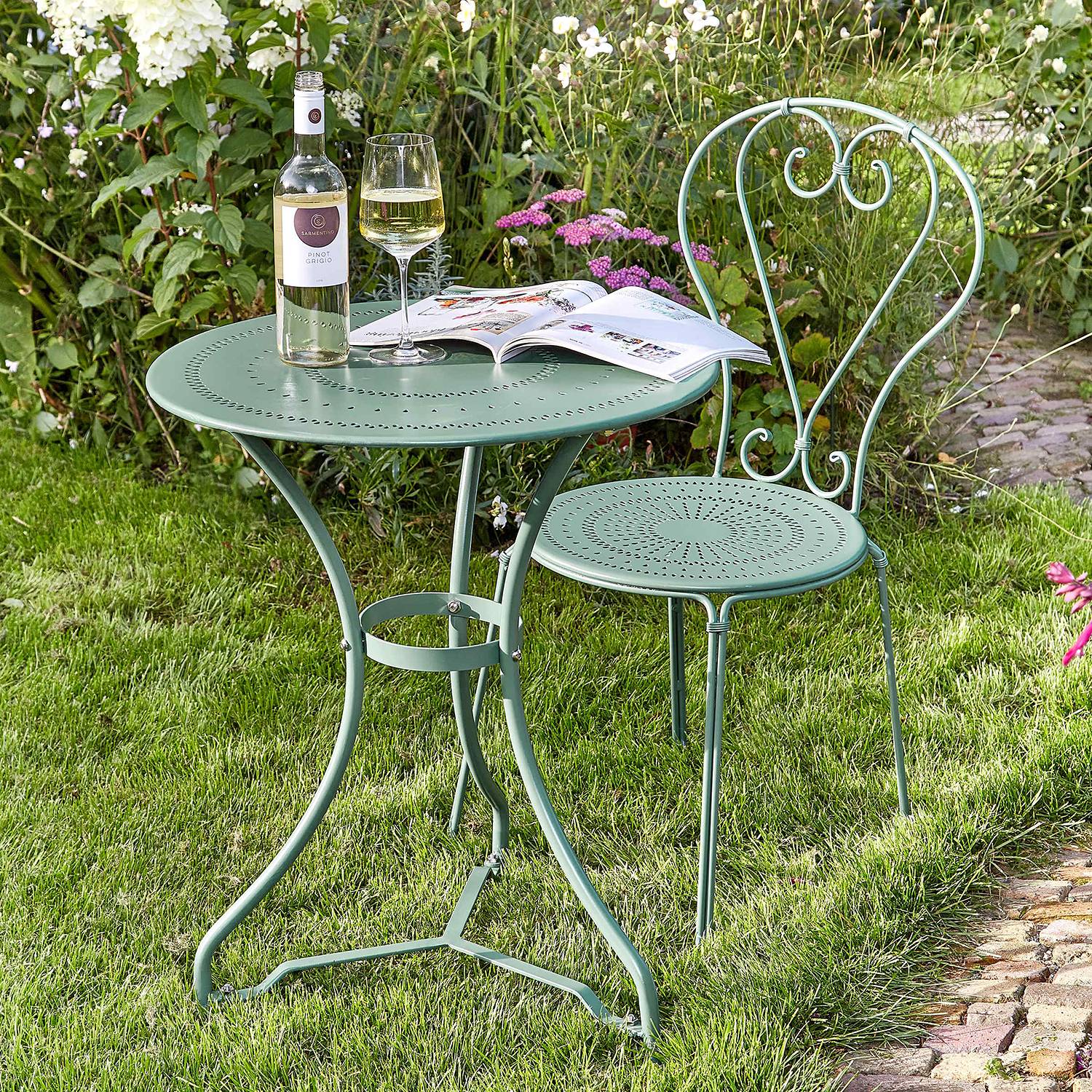 CENTURY Gartentisch Eisen Grün 58cm
