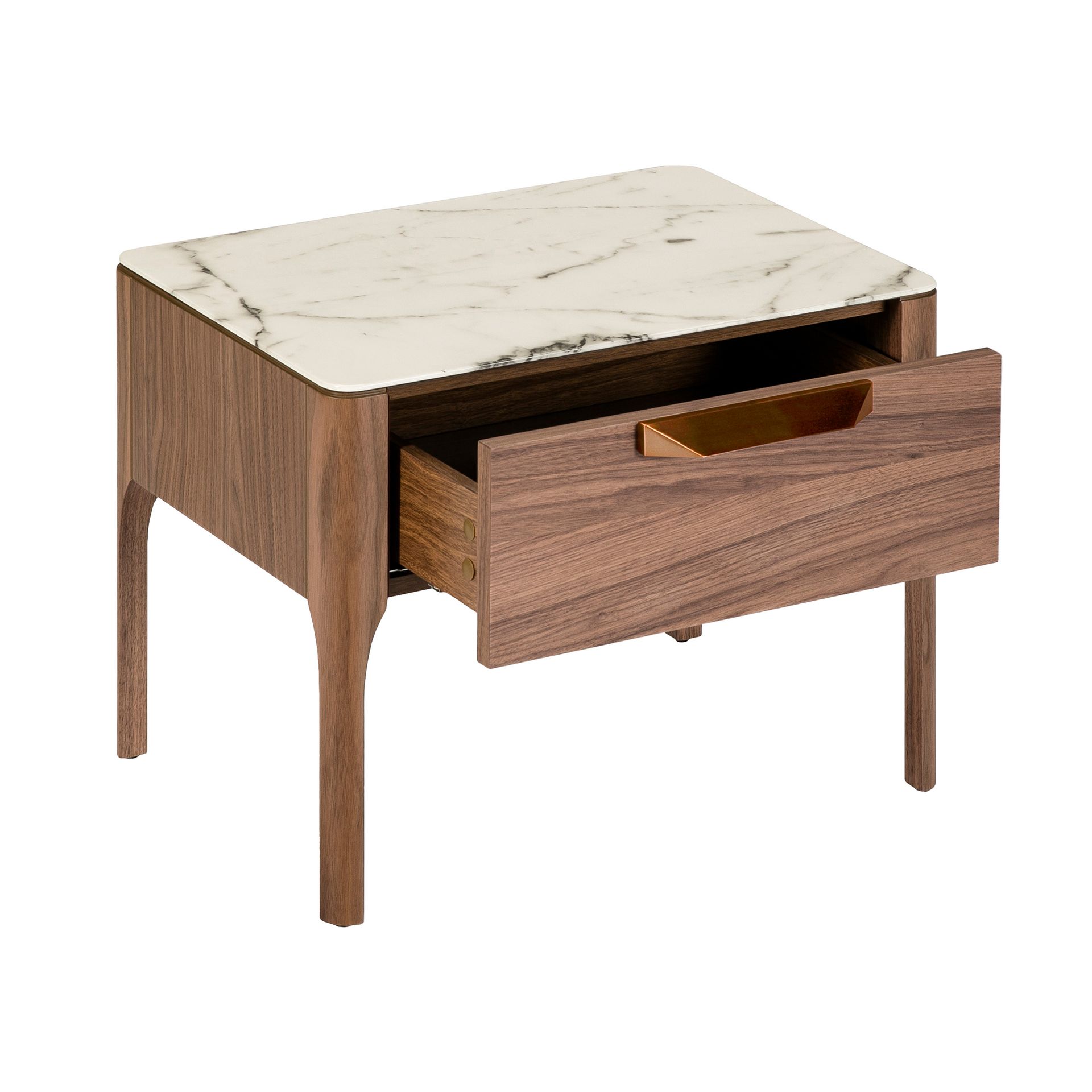 Side table in marble look Walnut veneer