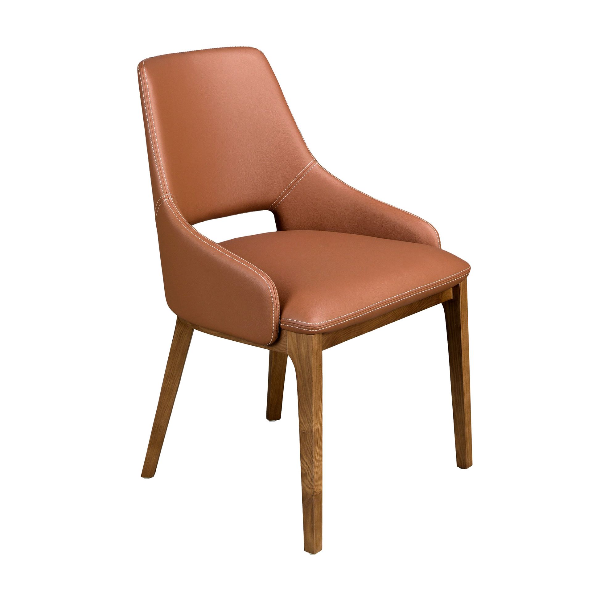 Dining chair faux leather brown