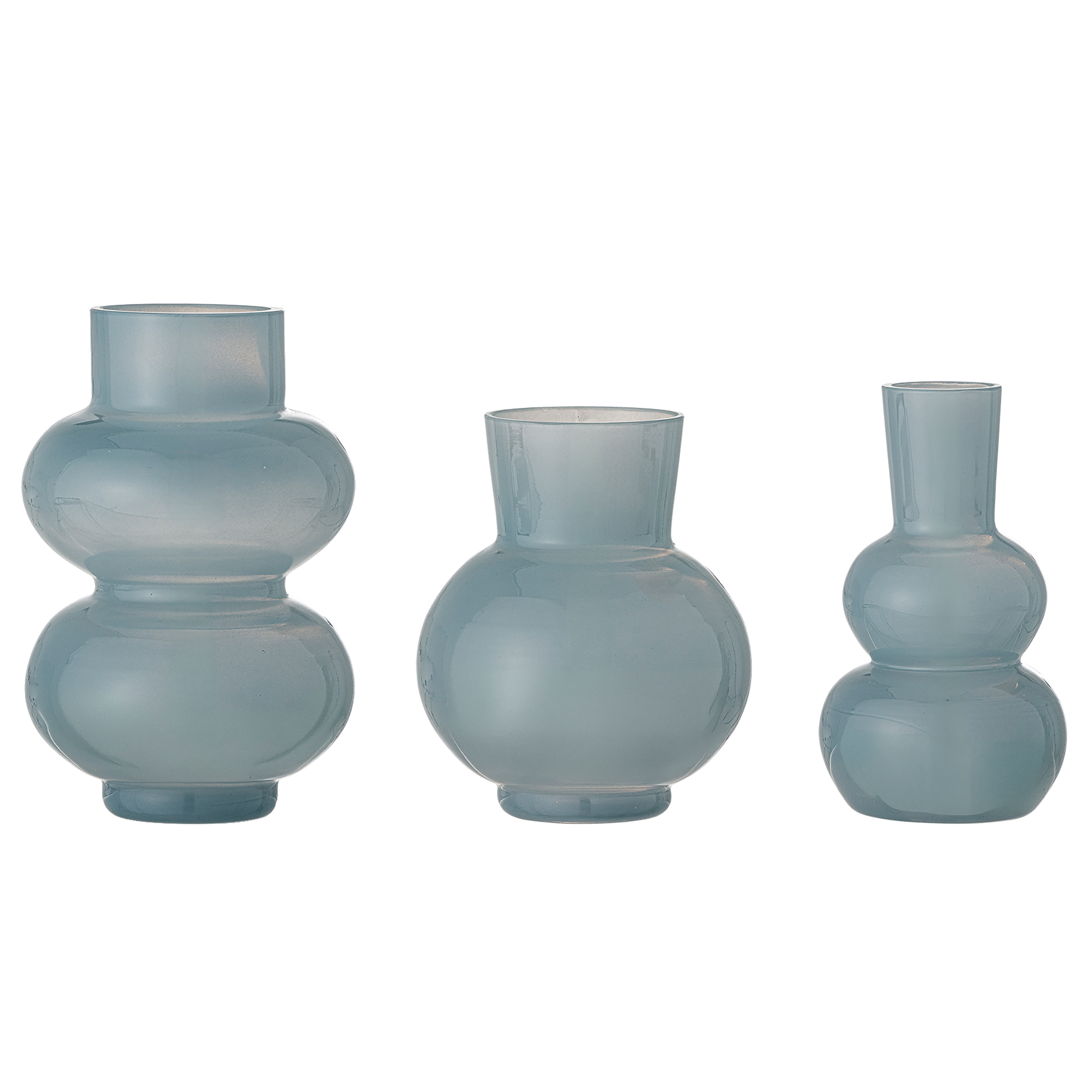 Vase Kinsie 3er Set Glas Blau