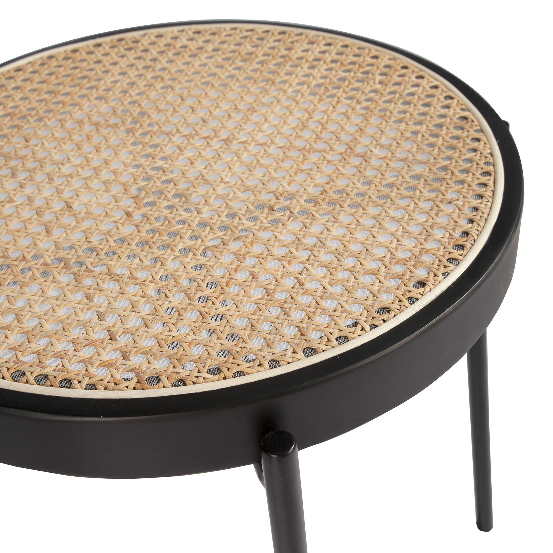 2109 Couchtisch Wiener Geflecht Edelstahl Braun