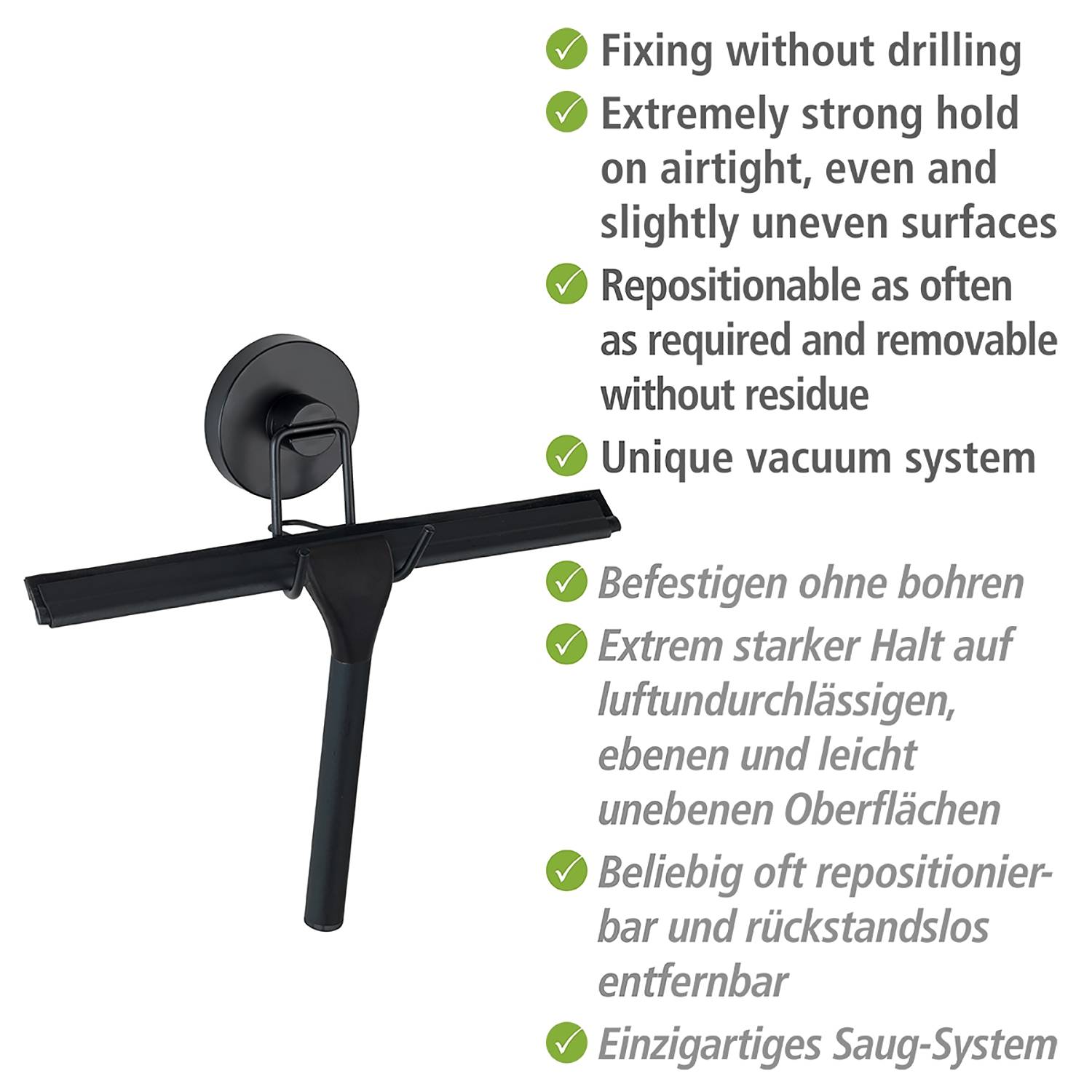 Vacuum-Loc Shower Squeegee Stainless Steel Black