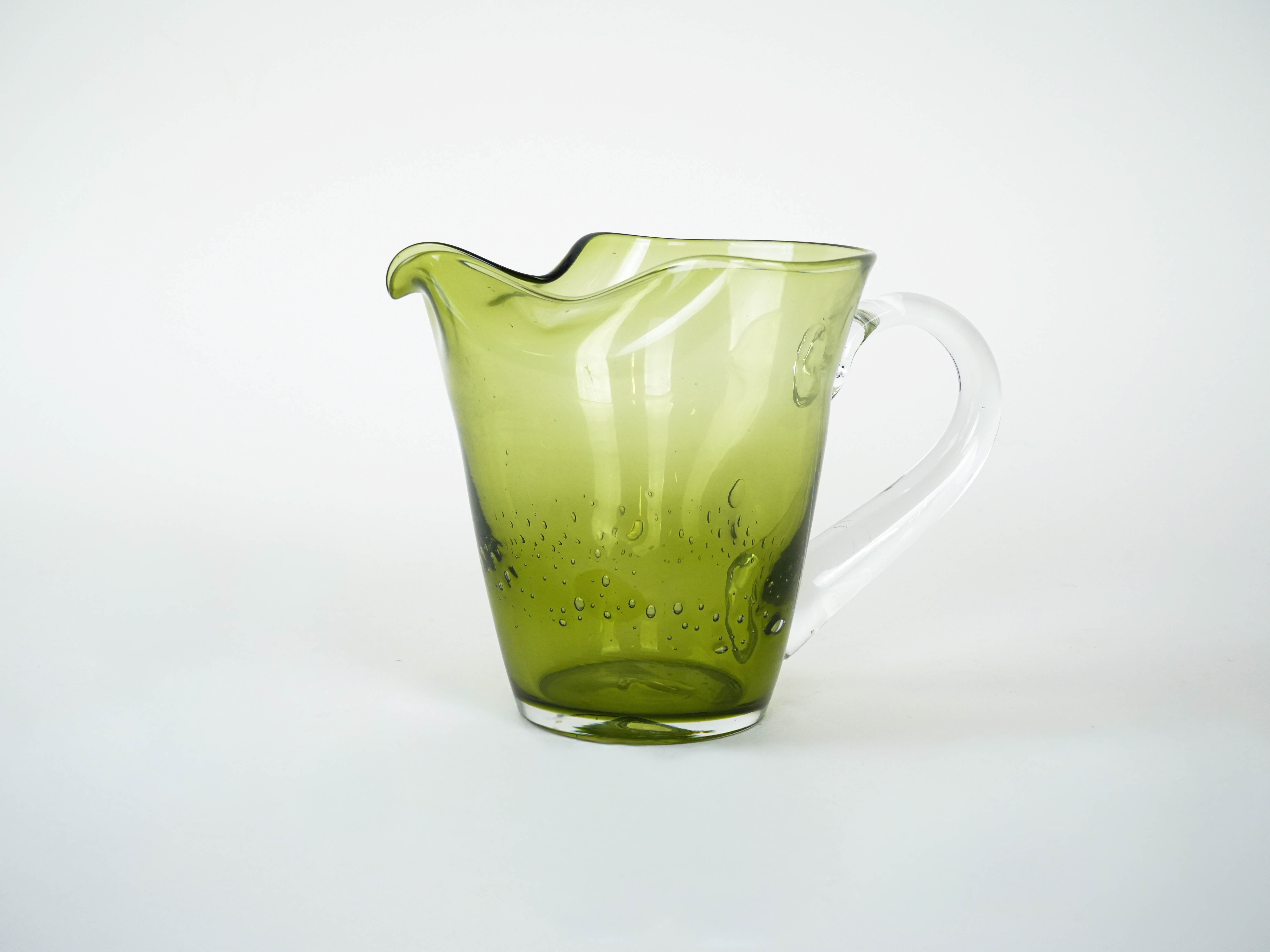Glasflasche Olivgrün 1960er Jahre