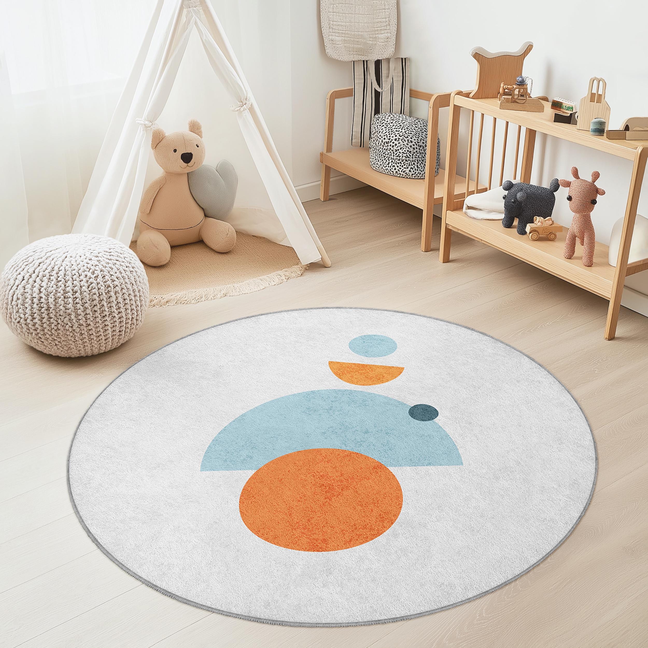 Geometric pattern children's rug multicolor Ø120cm