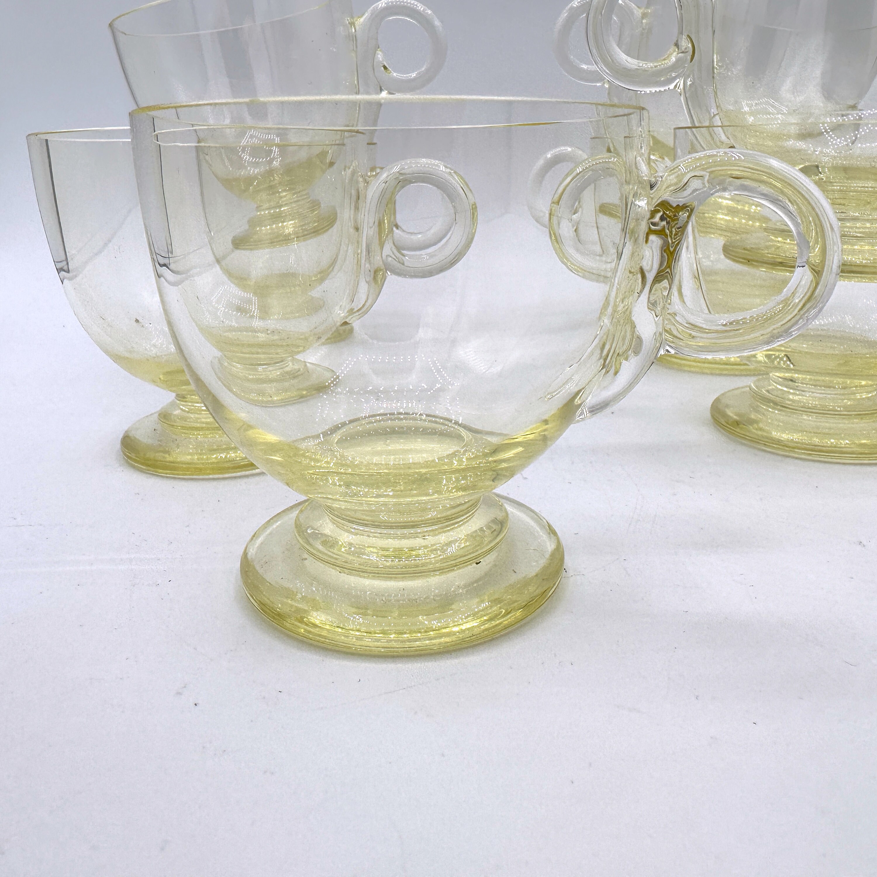 Vintage Art Deco Bowle Set Glas Gelb 1930er Jahre