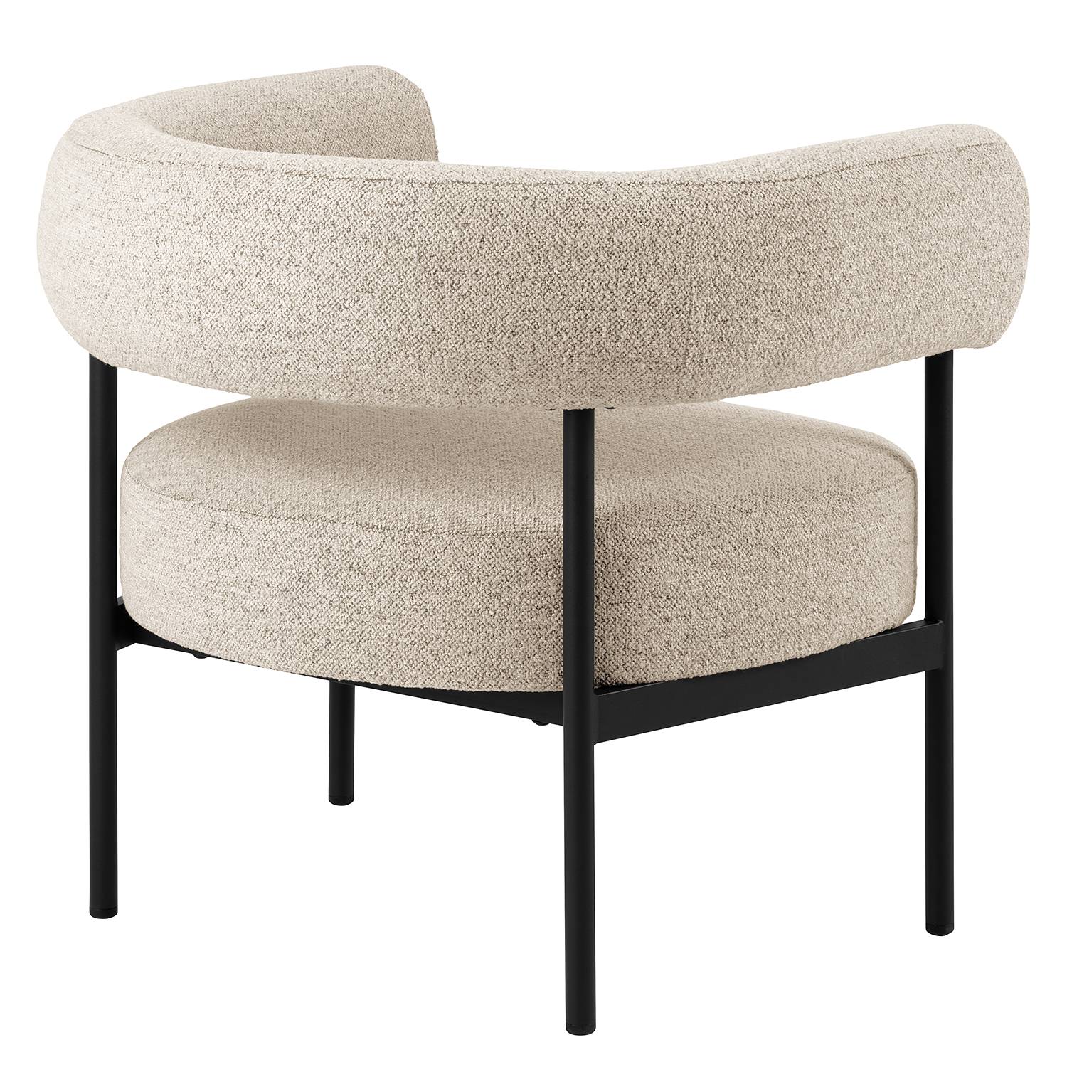 Loungesessel Kerame Bouclé Stahl Beige Schwarz