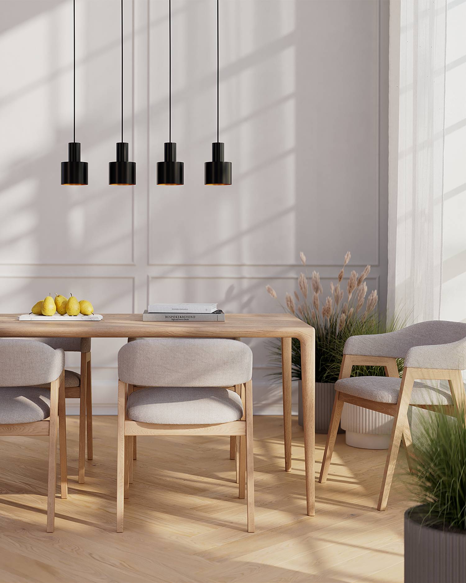 ISAK Pendelleuchte Eisen Schwarz 4-flammig