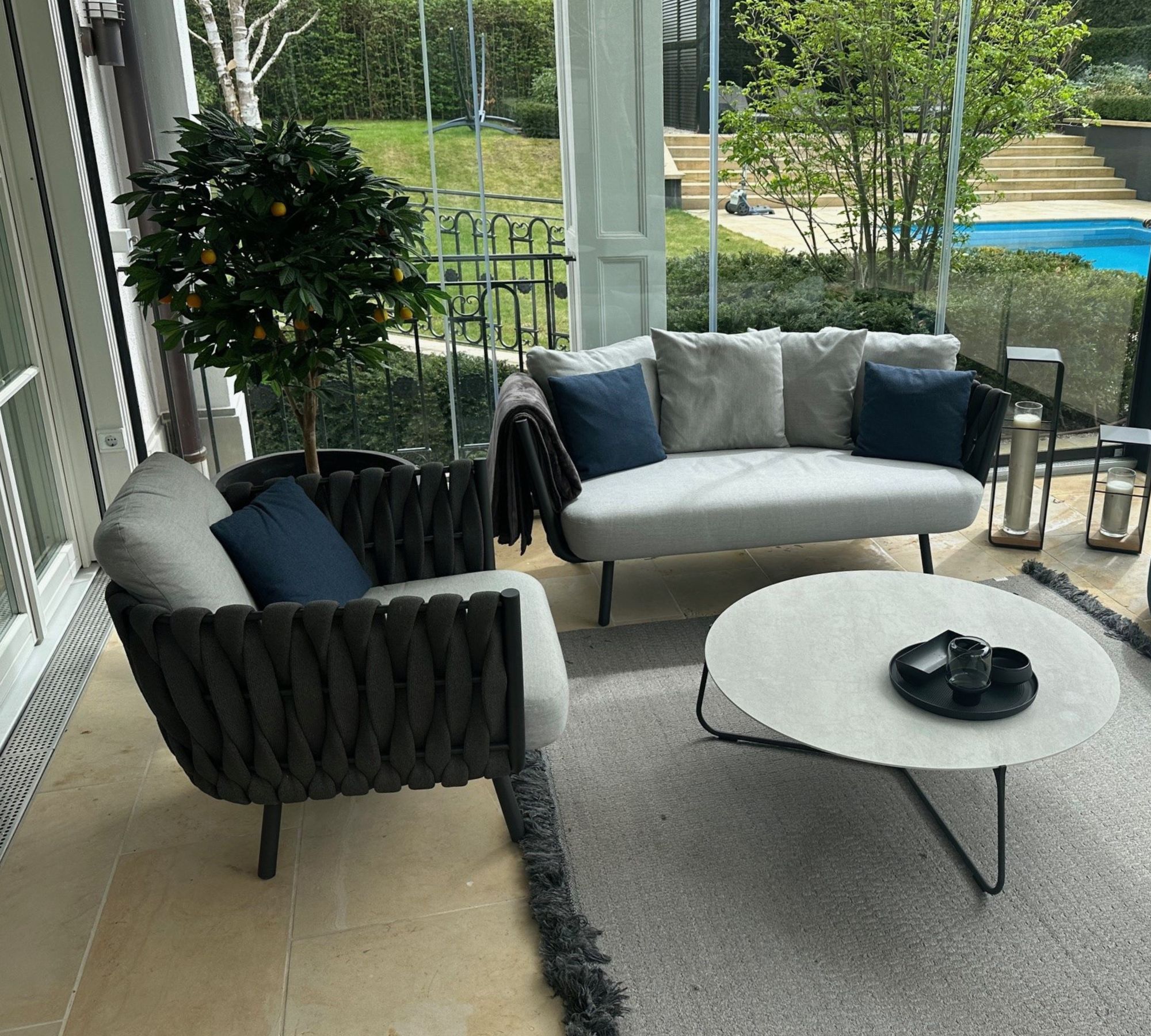 Tosca Outdoor-Möbelset Textil Edelstahl Grau