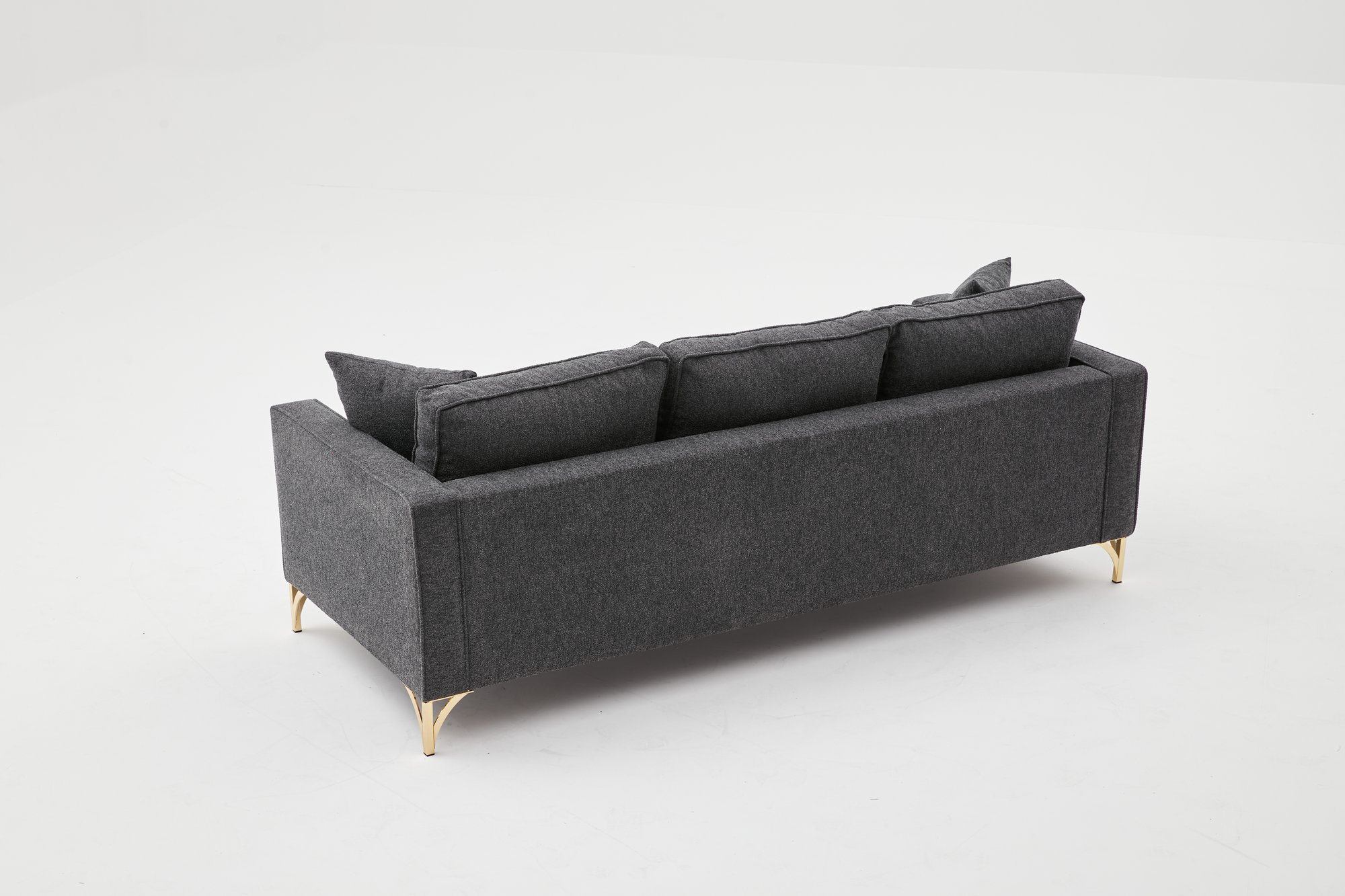 Lima Sofa 3-Sitzer Anthrazit mit goldenen Beinen