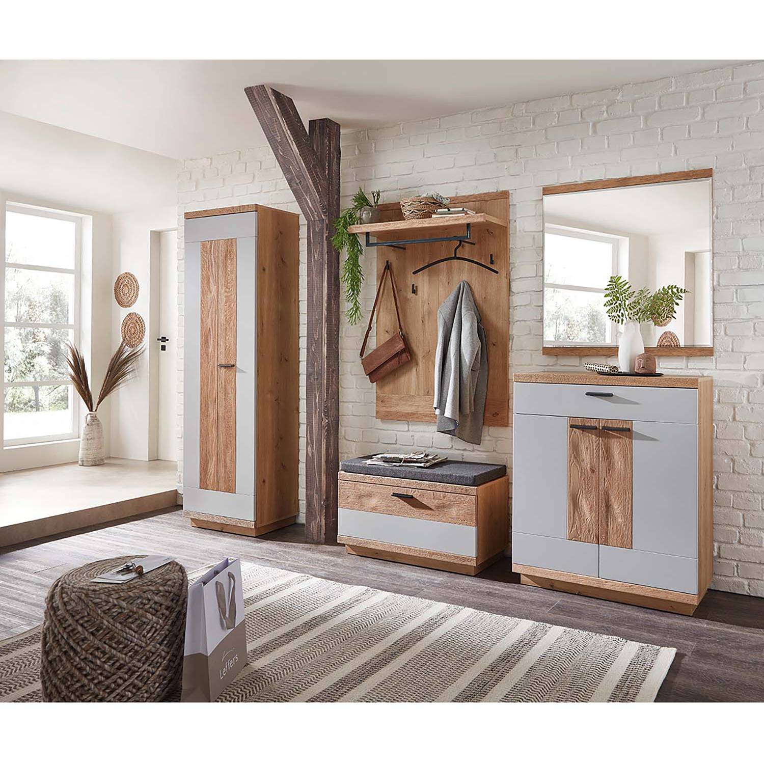 Trondheim II Teppich Schurwolle Grau 65 x 130 cm