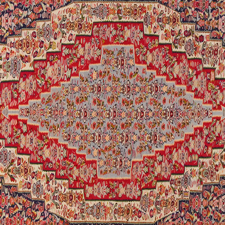 Kilim Senneh Teppich Braun Rot