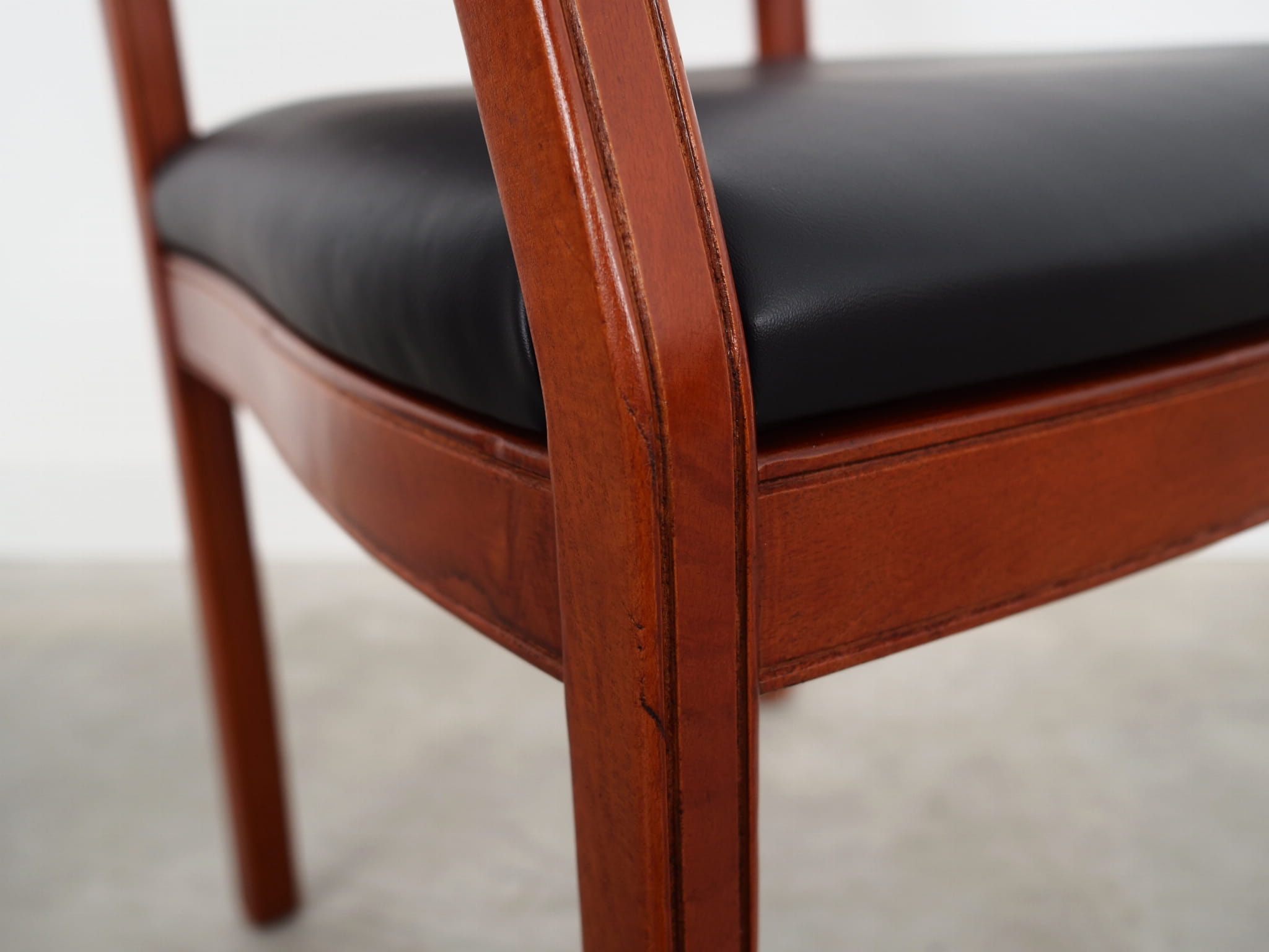 Chair Wood Leather Black 1970s