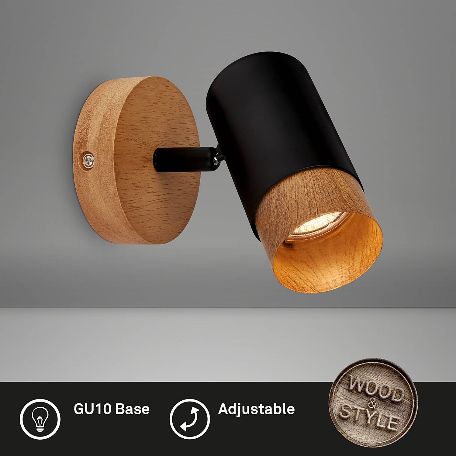 Sayos Wandleuchte Aluminium Schwarz