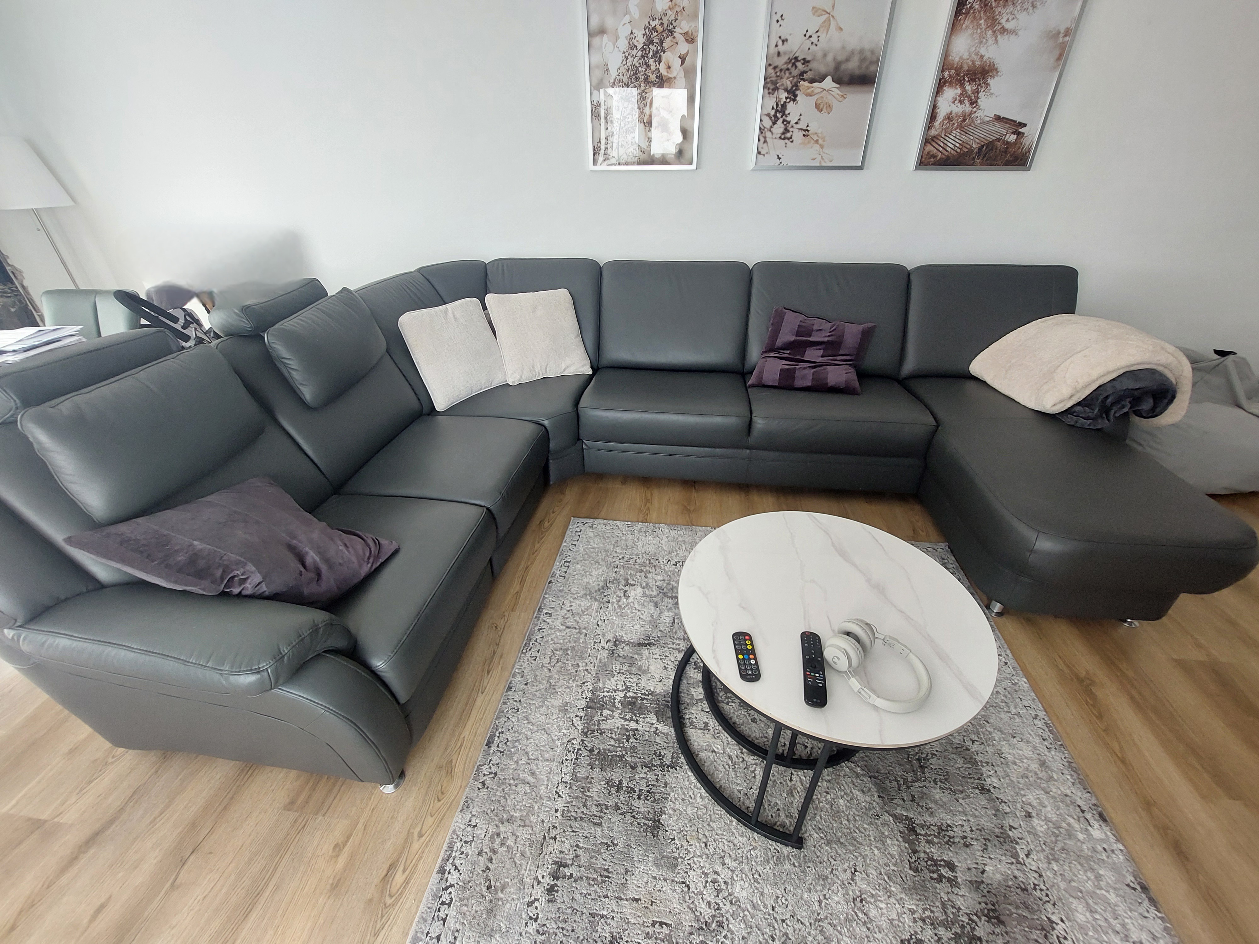 Sofa Leder Anthrazit 