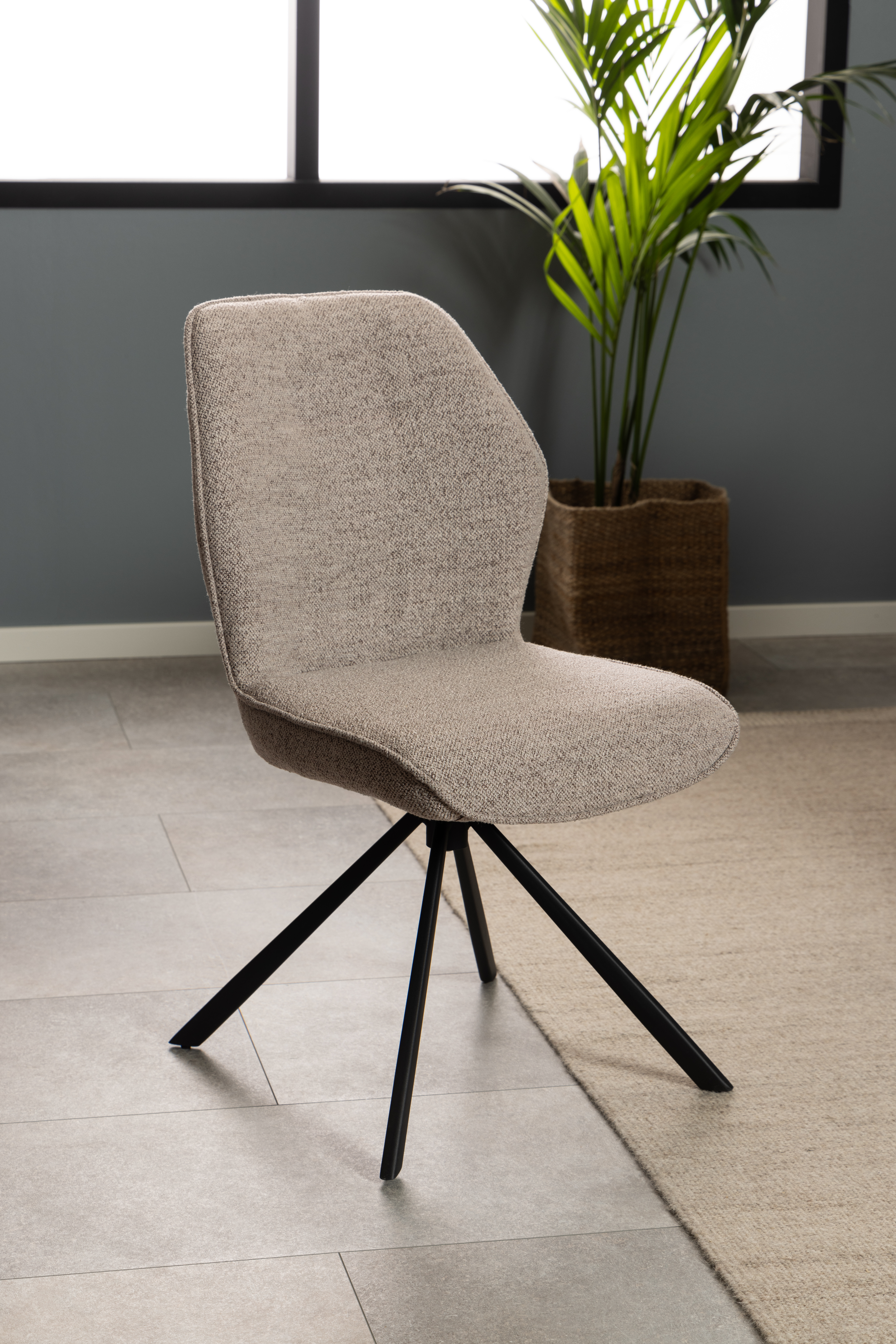 2x Polsterstuhl MORINI Bouclé Stoff Moena: Beige