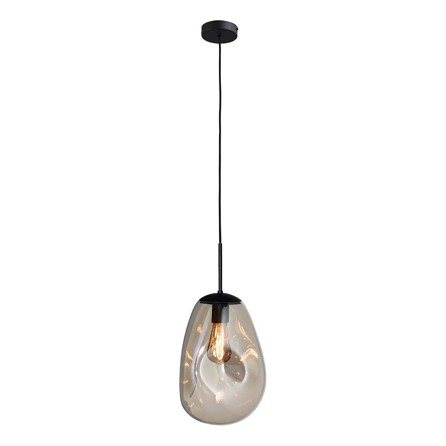 1-Light Pendant Light Lava Powder-Coated Steel Glass