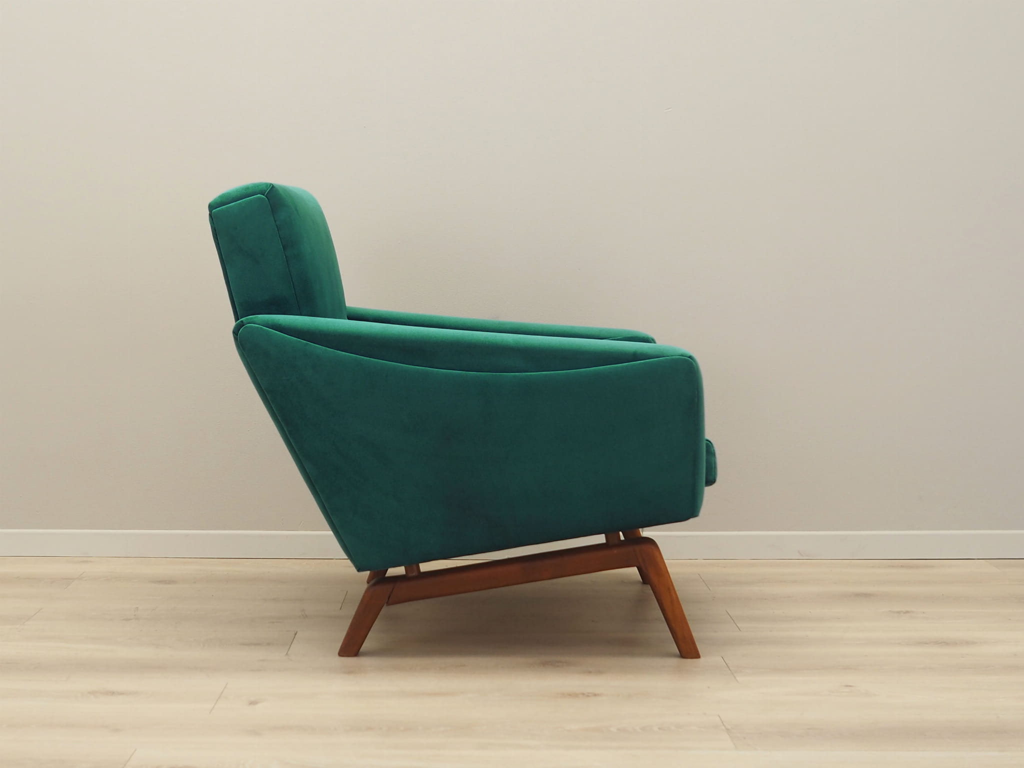 Vintage armchair velvet wood dark green 1970s