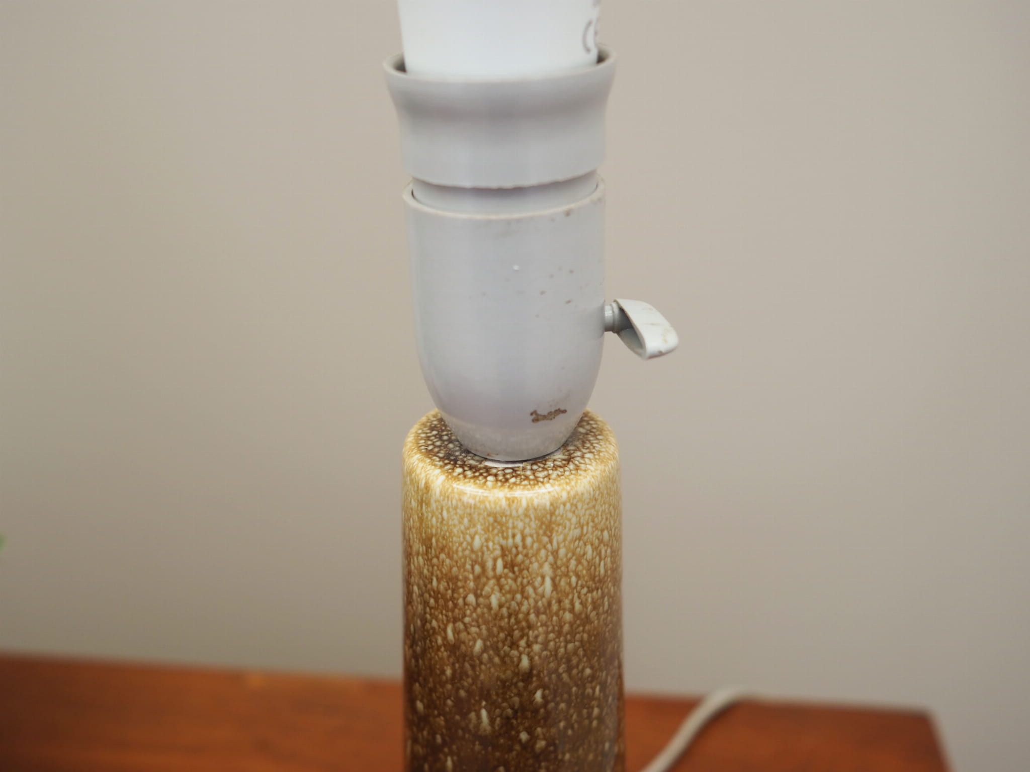 Vintage Table Lamp Ceramic Textile Beige 1960s