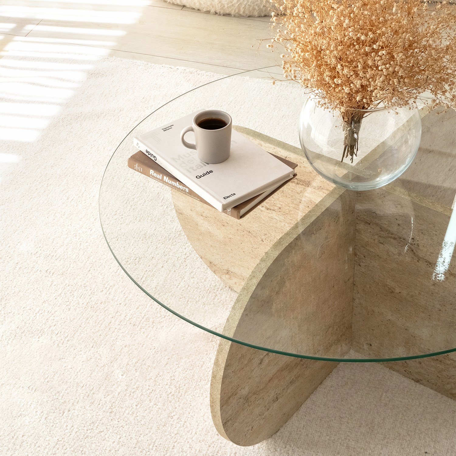 Bubble Couchtisch Sicherheitsglas Steinoptik Ø 75cm