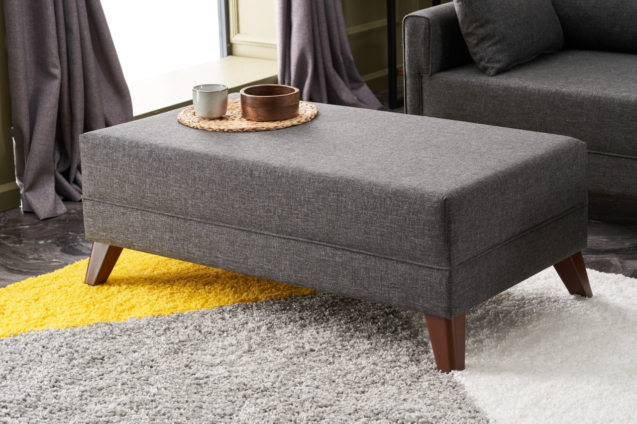 Bella Sofa Récamiere Rechts mit Hocker Anthrazit