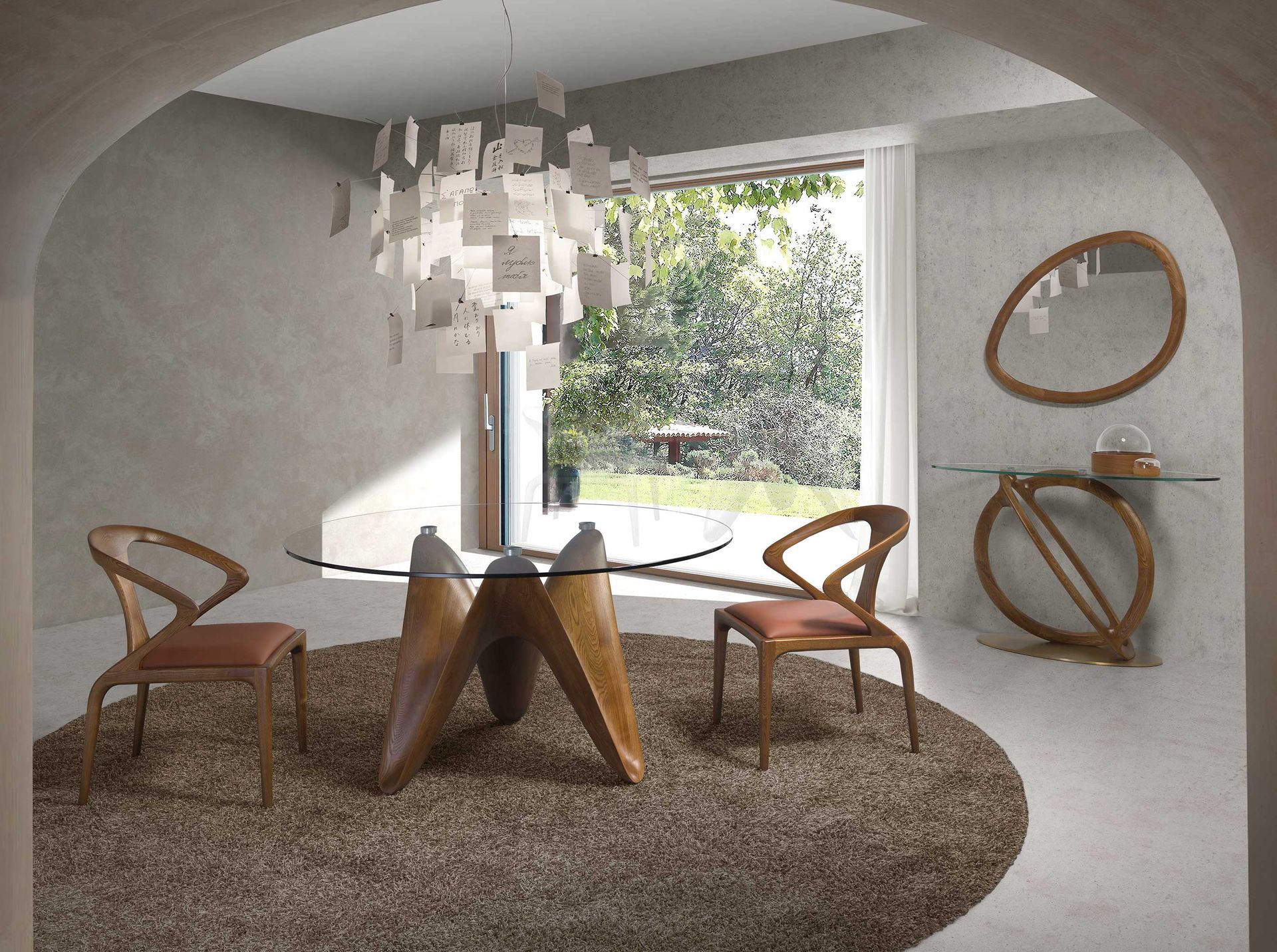 Wall mirror walnut brown