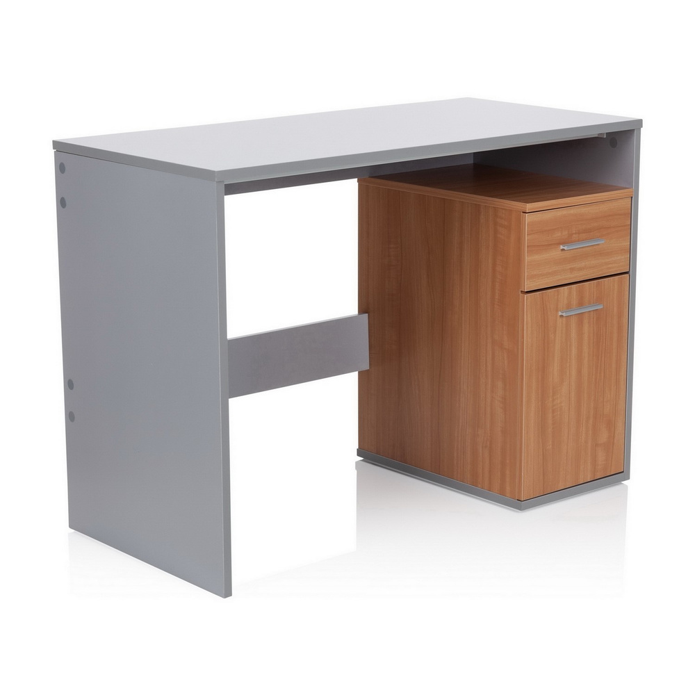 BASIX Schreibtisch + Schublade Holz Grau