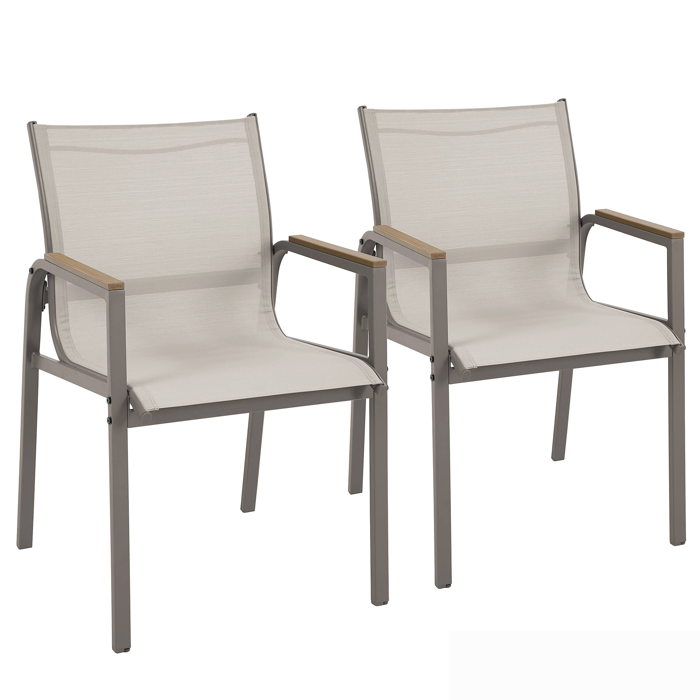 Garden Chair Alora Set of 2 Steel Olefin Taupe