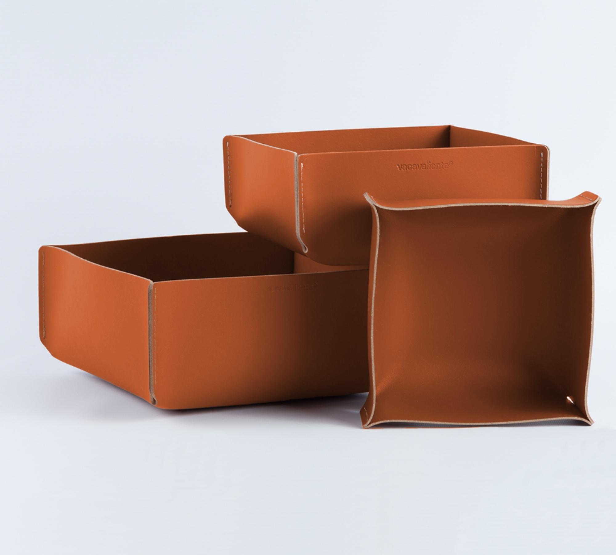 Korb S 100% Recyceltes Leder Braun