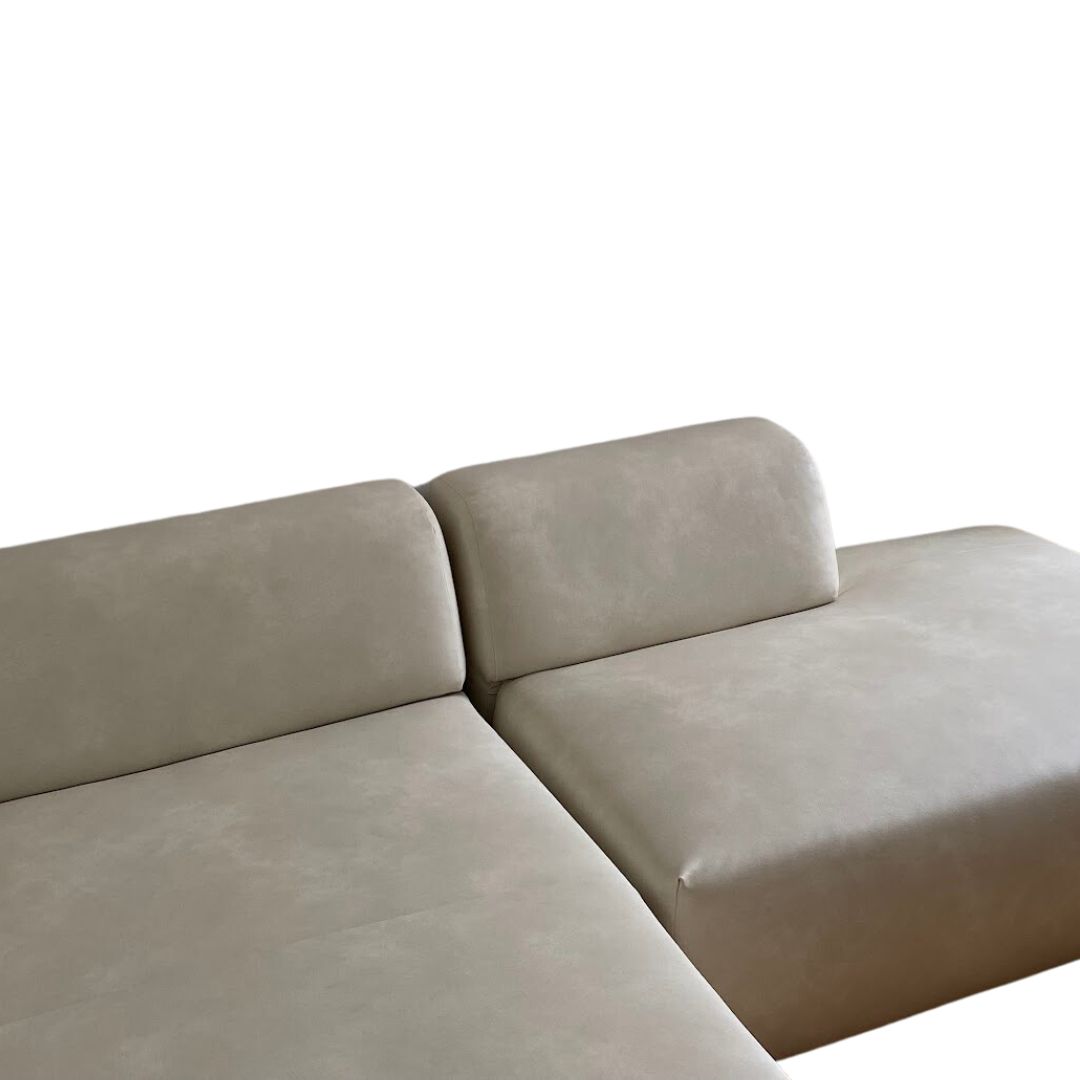 Pyllow Sofa Récamiere Links Kunstleder Creme Weiß