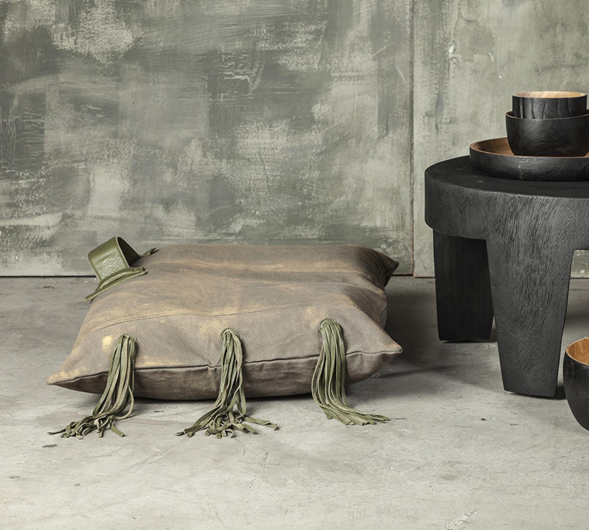 Klärfall -Sitzkissen Leder Graubraun 80 x 80cm