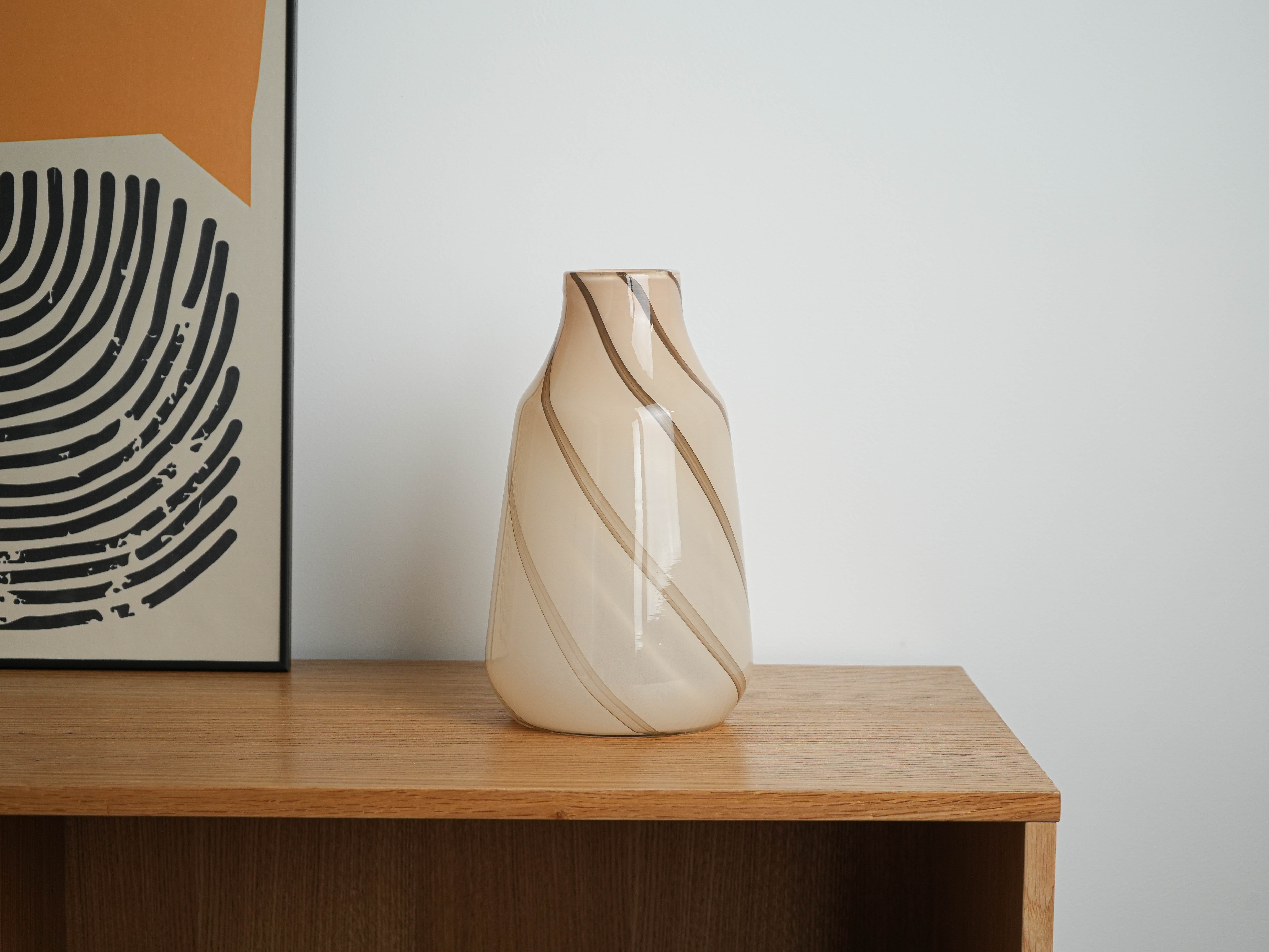 Glass Vase Beige 1970s