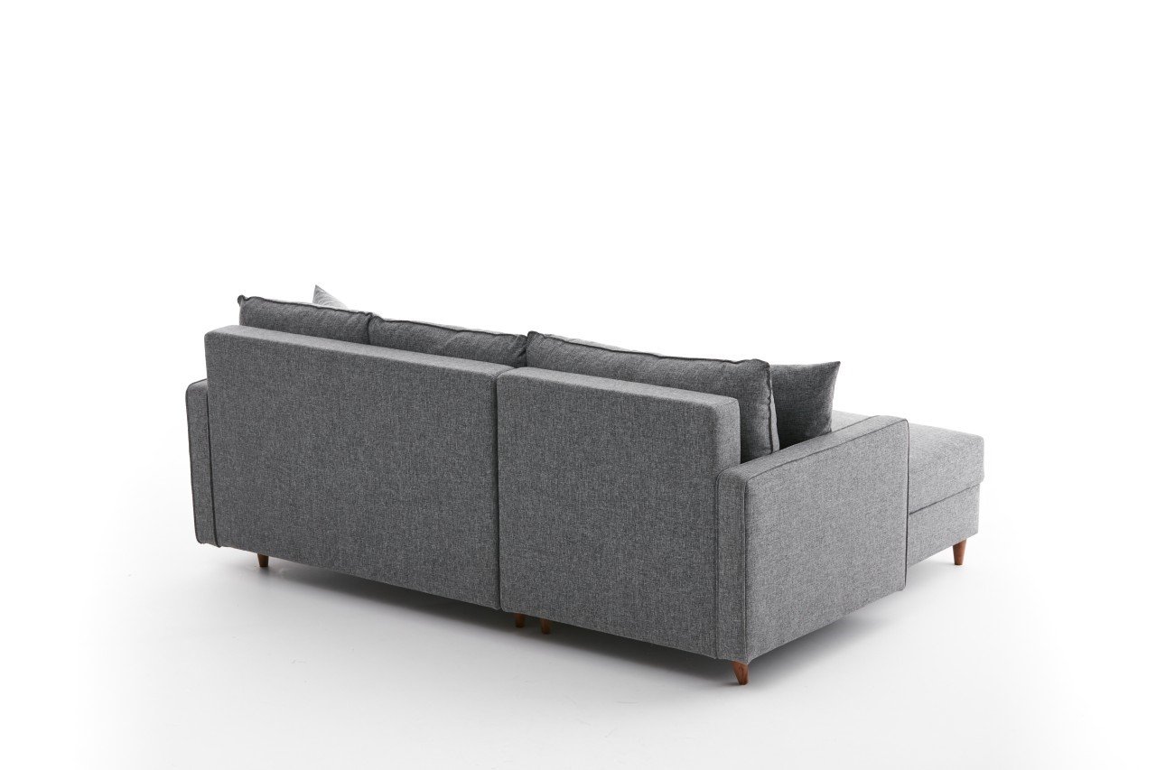 Eva Sofa Chaise Lounge Left with Pouf Grey