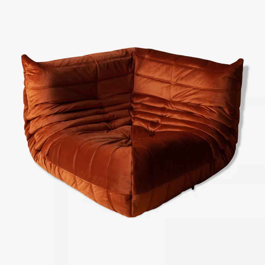 Togo Ecksofa Samt Bernstein-Orange