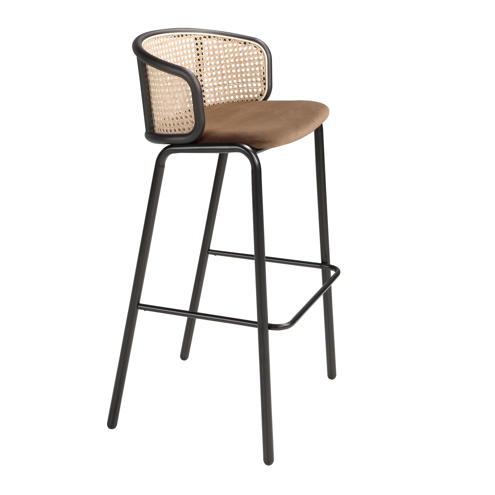 Bar stool Rattan velvet