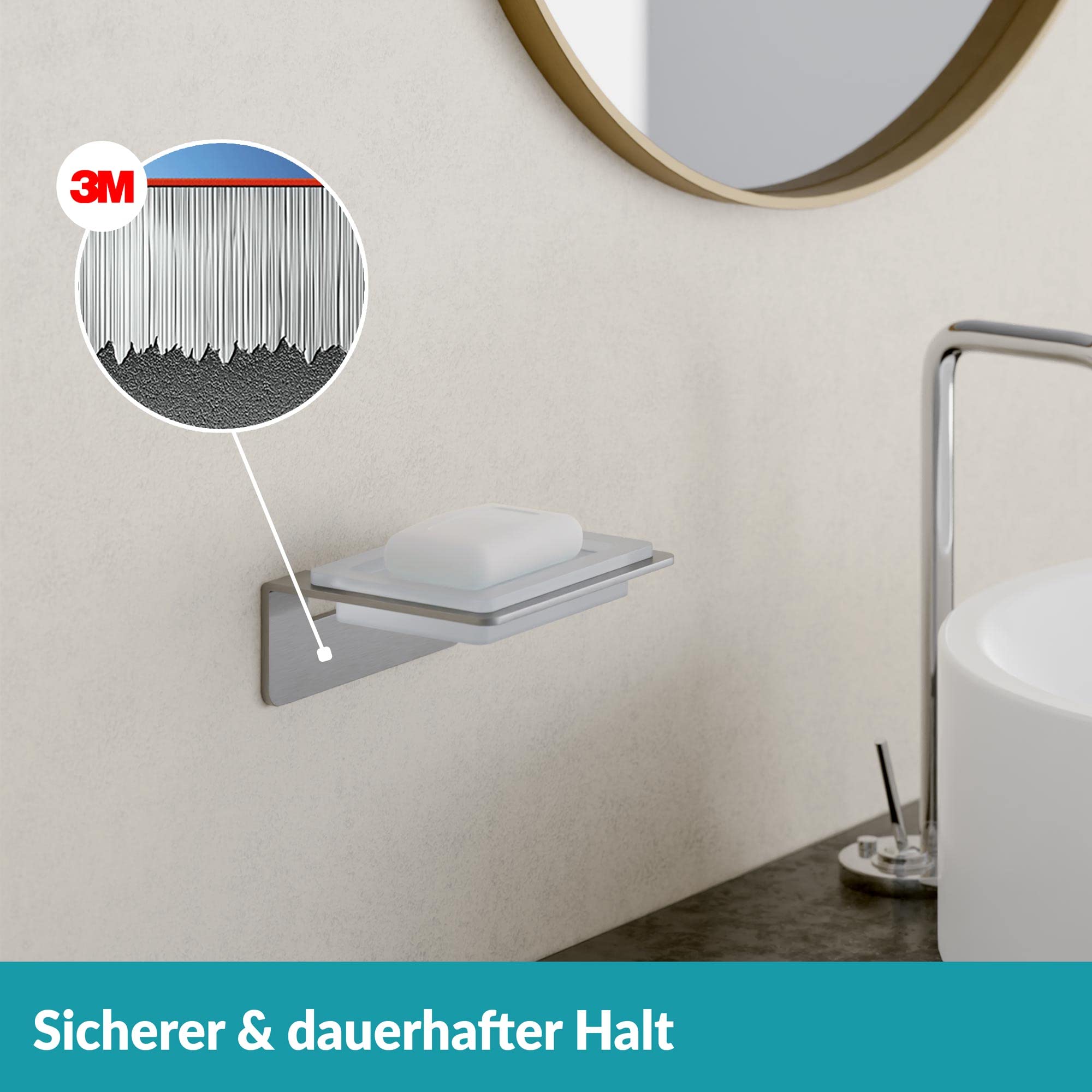 Seifenschale Edelstahl Glas Silber