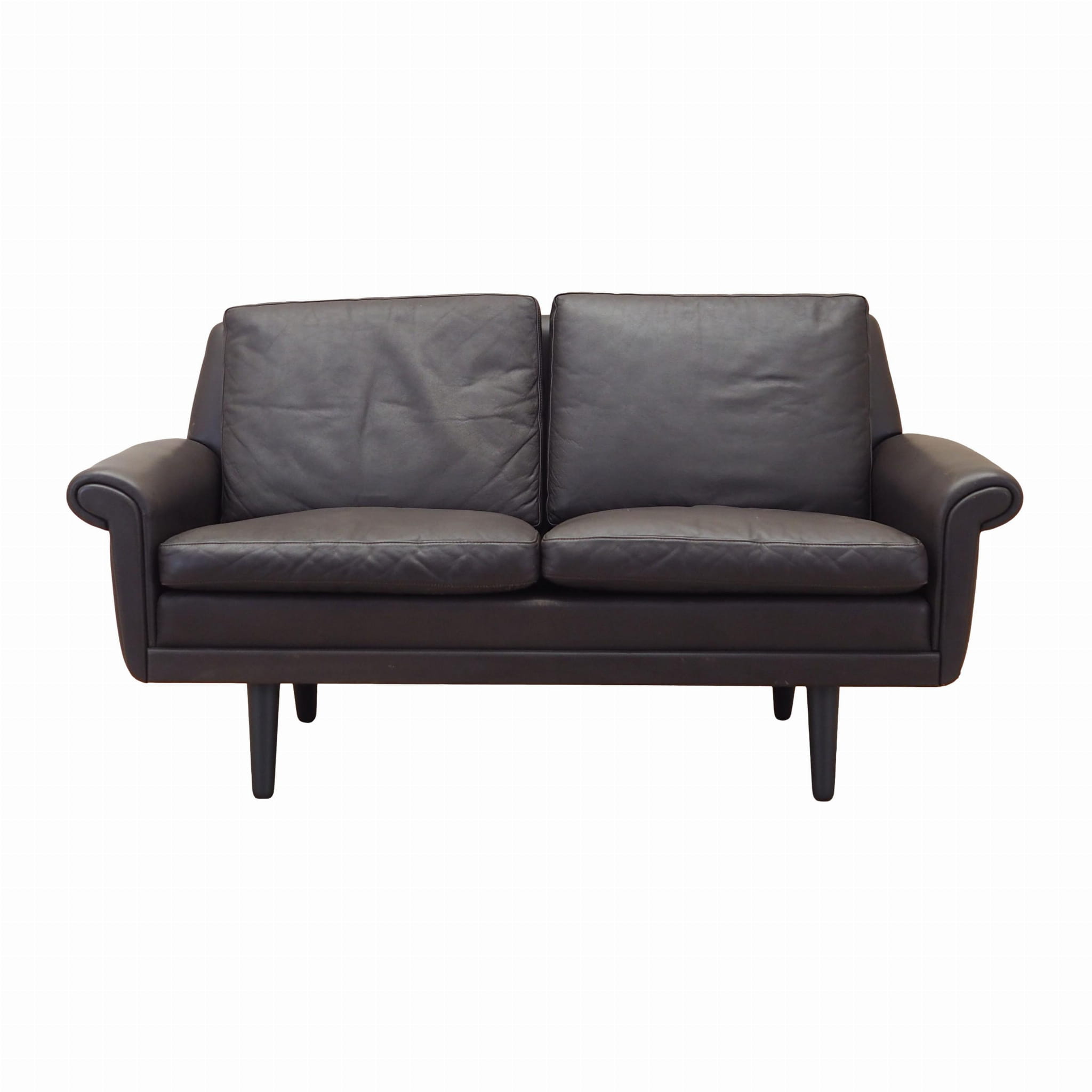 2-seater sofa leather brown 1960s