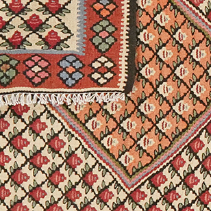 Kilim Senneh Teppich Braun