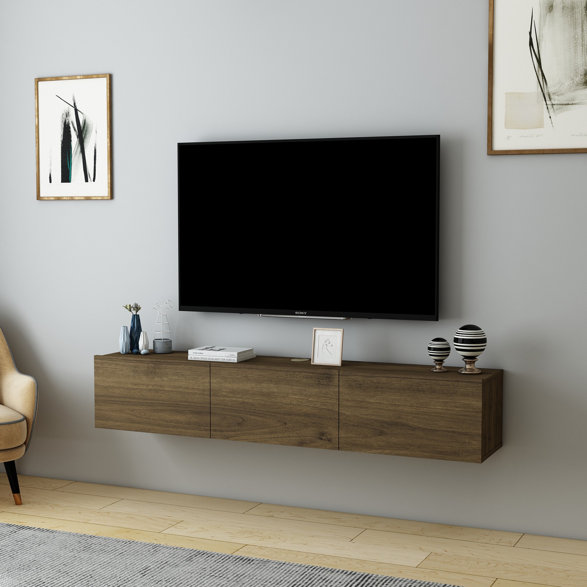 Supporto TV Denby effetto Noce Marrone