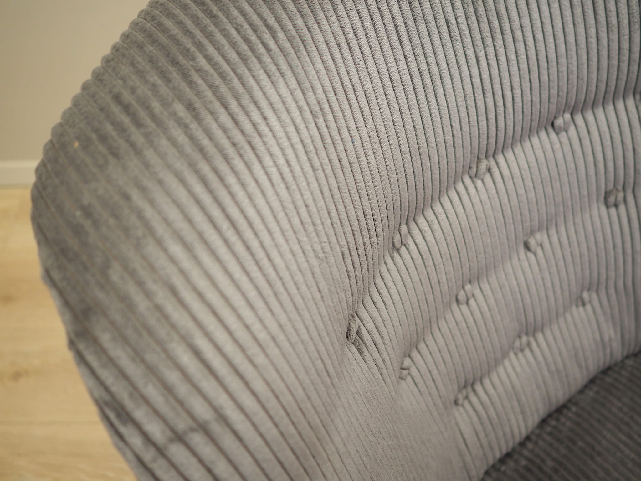 Sessel Samt Holz Grau