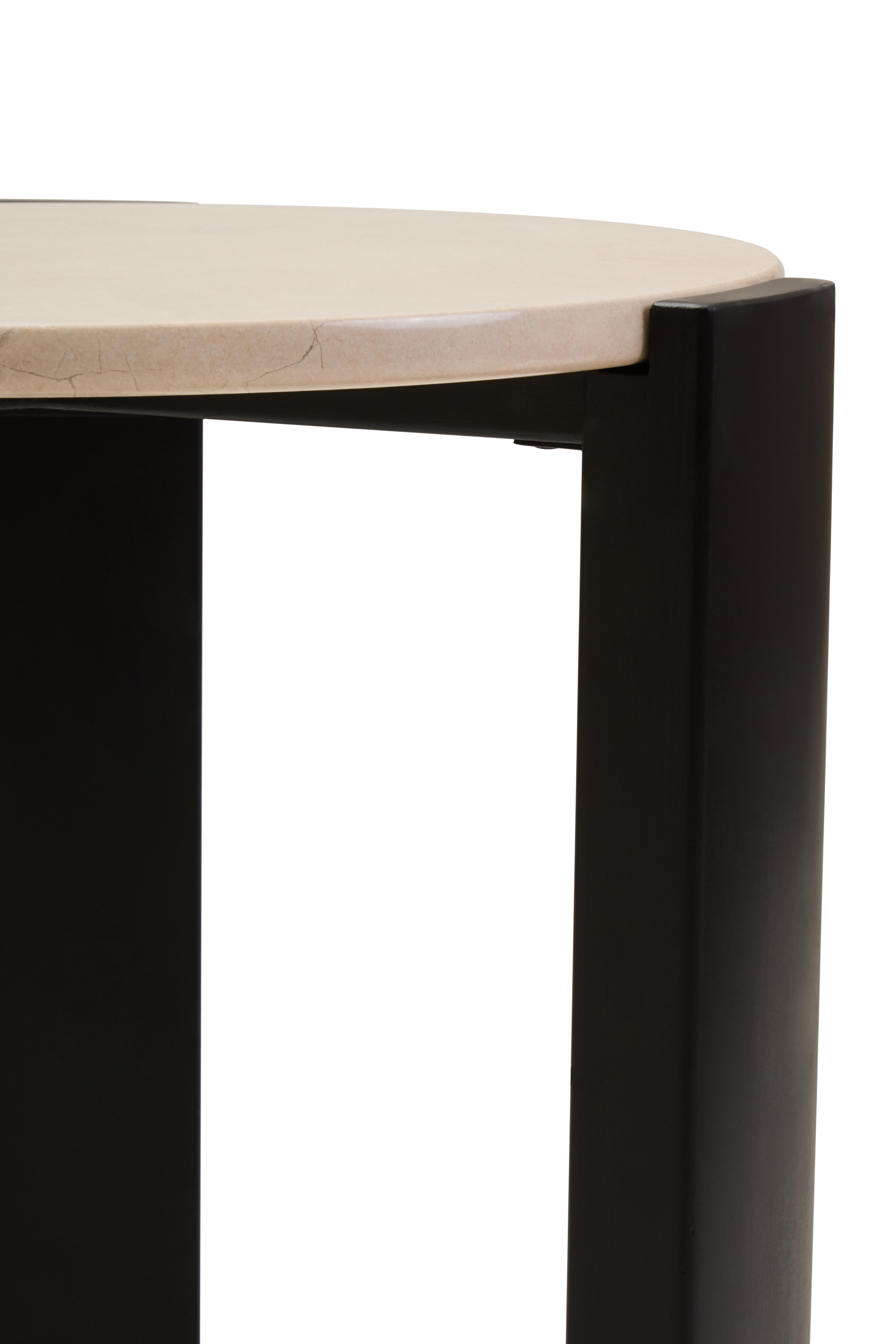 Palermo Runder Beistelltisch Marmorplatte Creme Schwarz