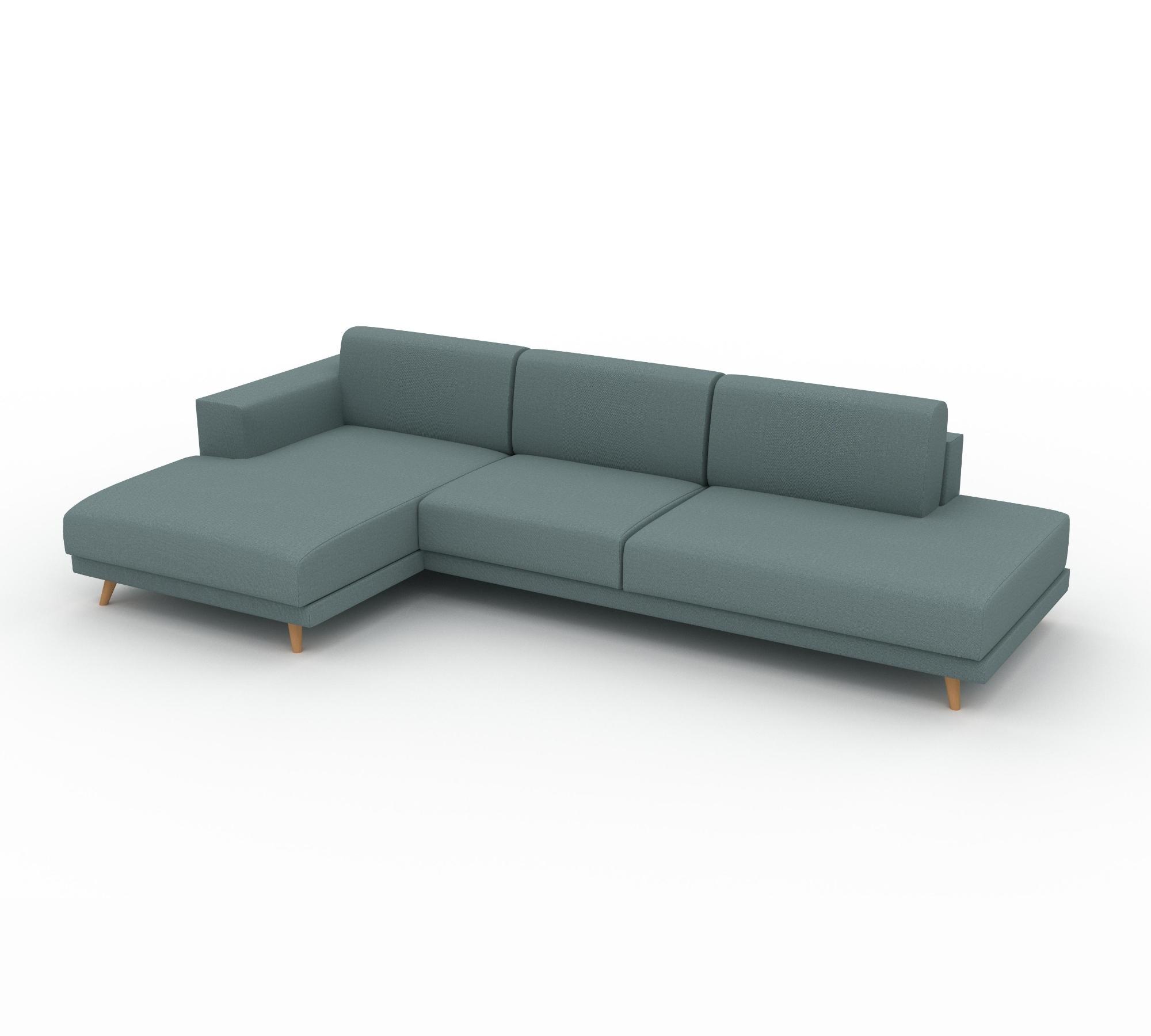 Ecksofa TYME im Scandi Style Récamiere Links Taubenblau