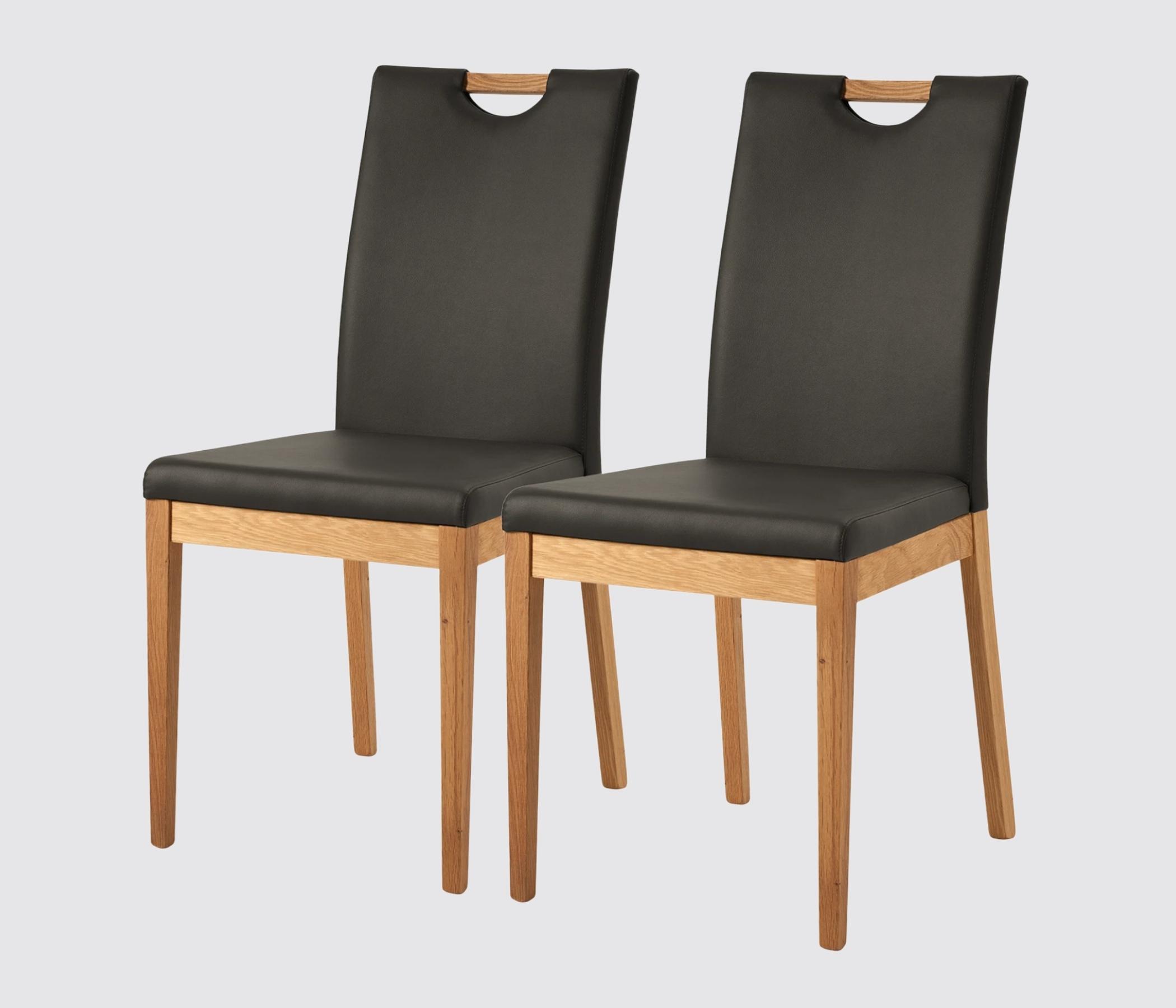 2x Dining chair faux leather with oak accents