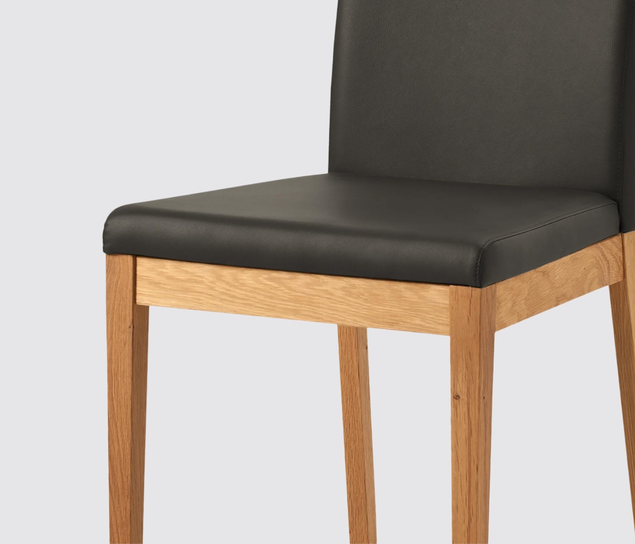 2x Dining chair faux leather with oak accents